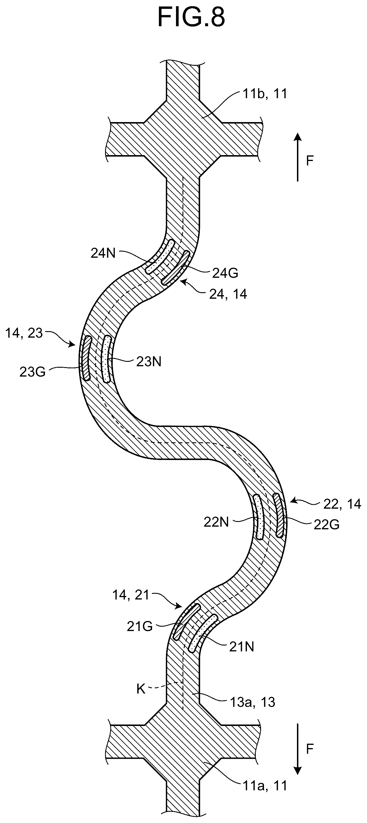 Patent US12453003 Figure 8 – Stretchable device