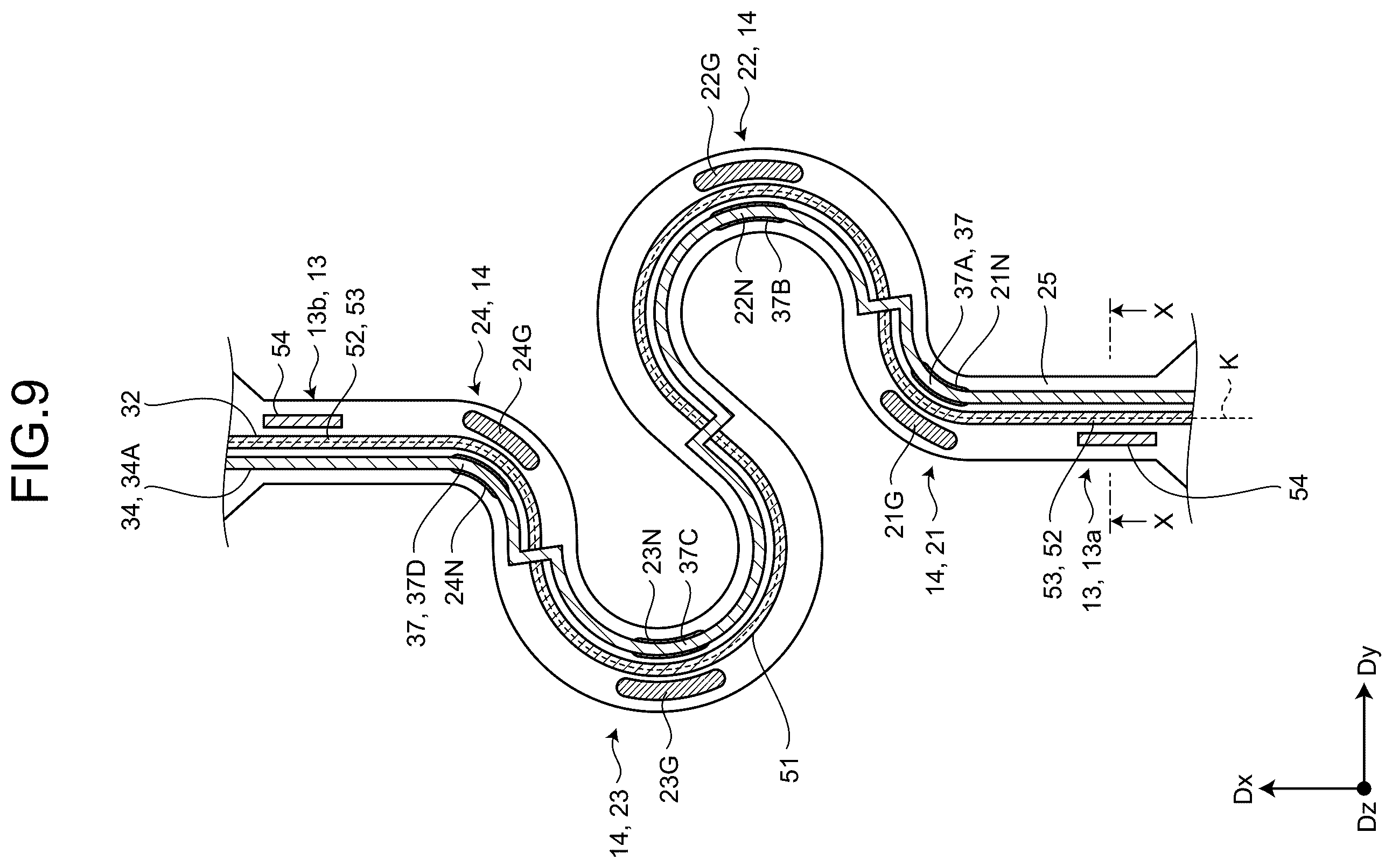 Patent US12453003 Figure 9 – Stretchable device