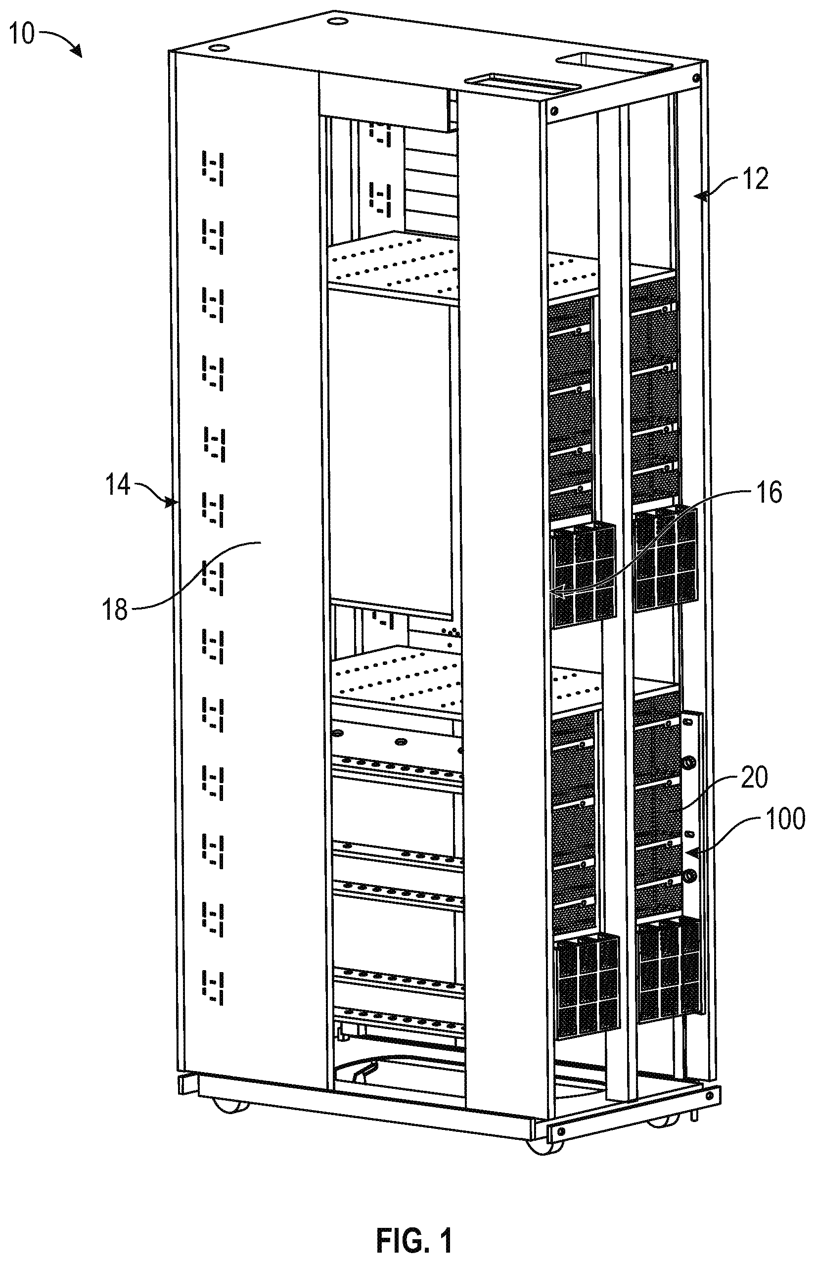 Patent US12453025 Figure 1 – Position lock for rack assembly
