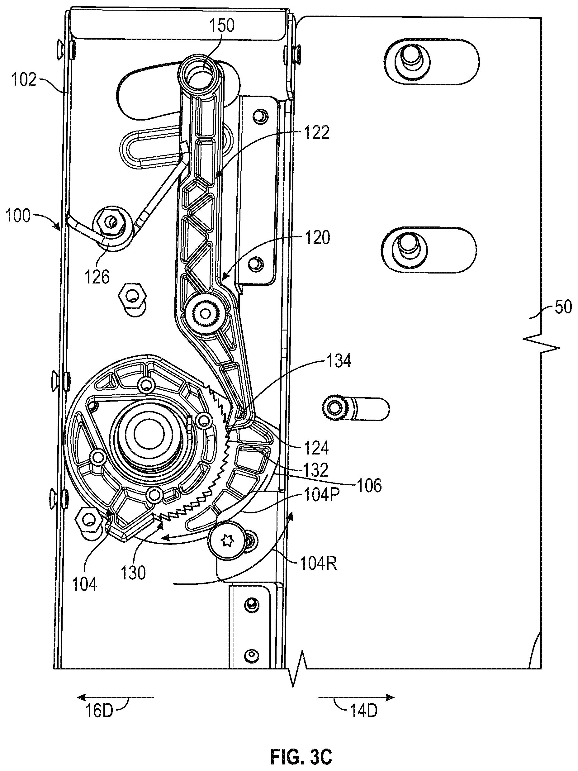 Patent US12453025 Figure 7 – Position lock for rack assembly