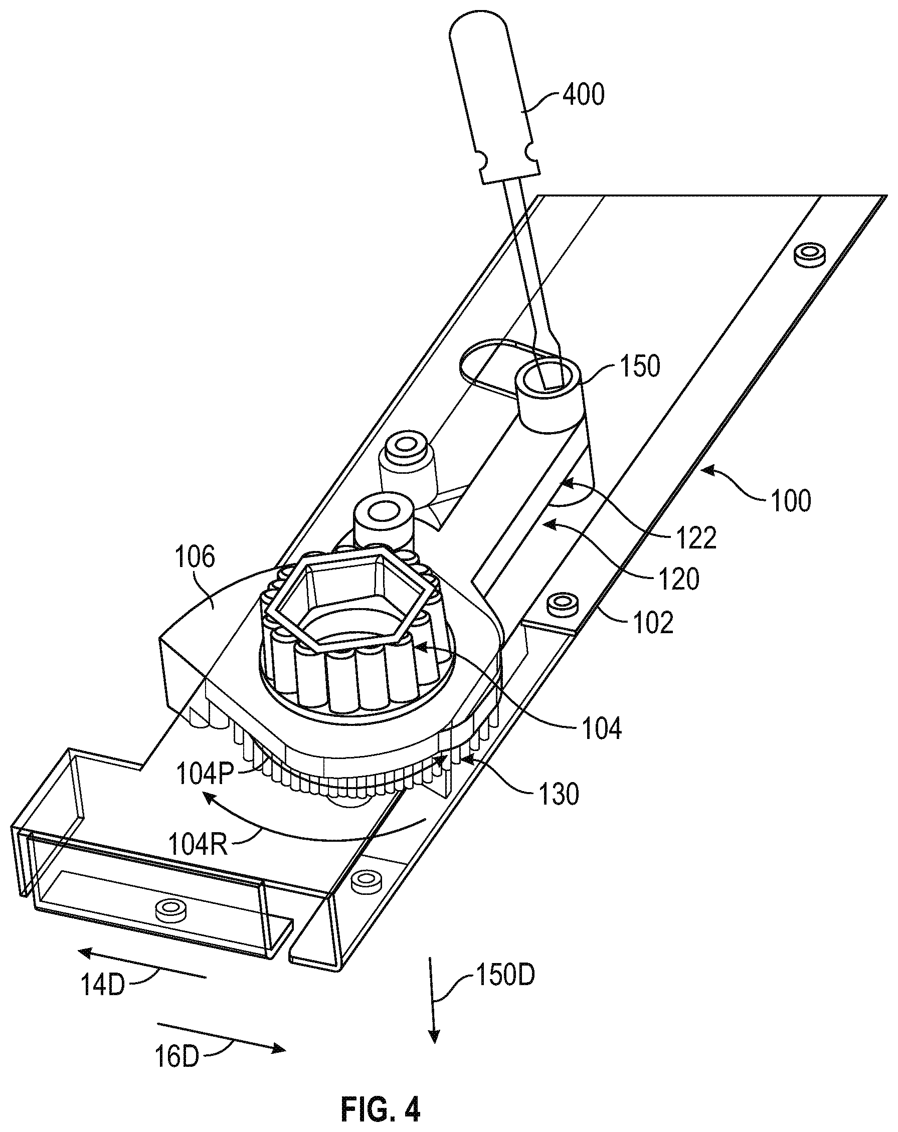 Patent US12453025 Figure 8 – Position lock for rack assembly