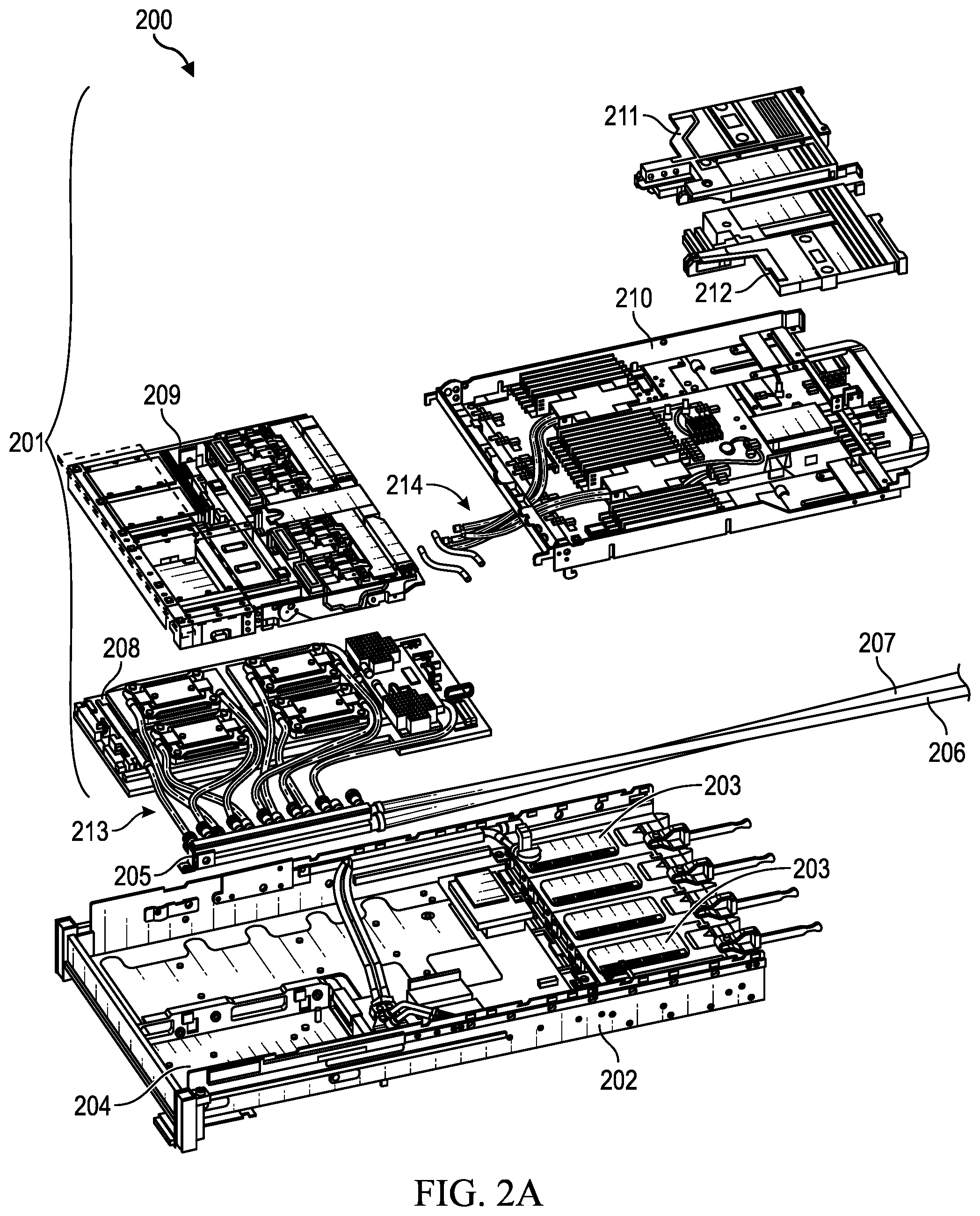 Patent US12453045 Figure 2 – Liquid line routing apparatus for information technology equipment