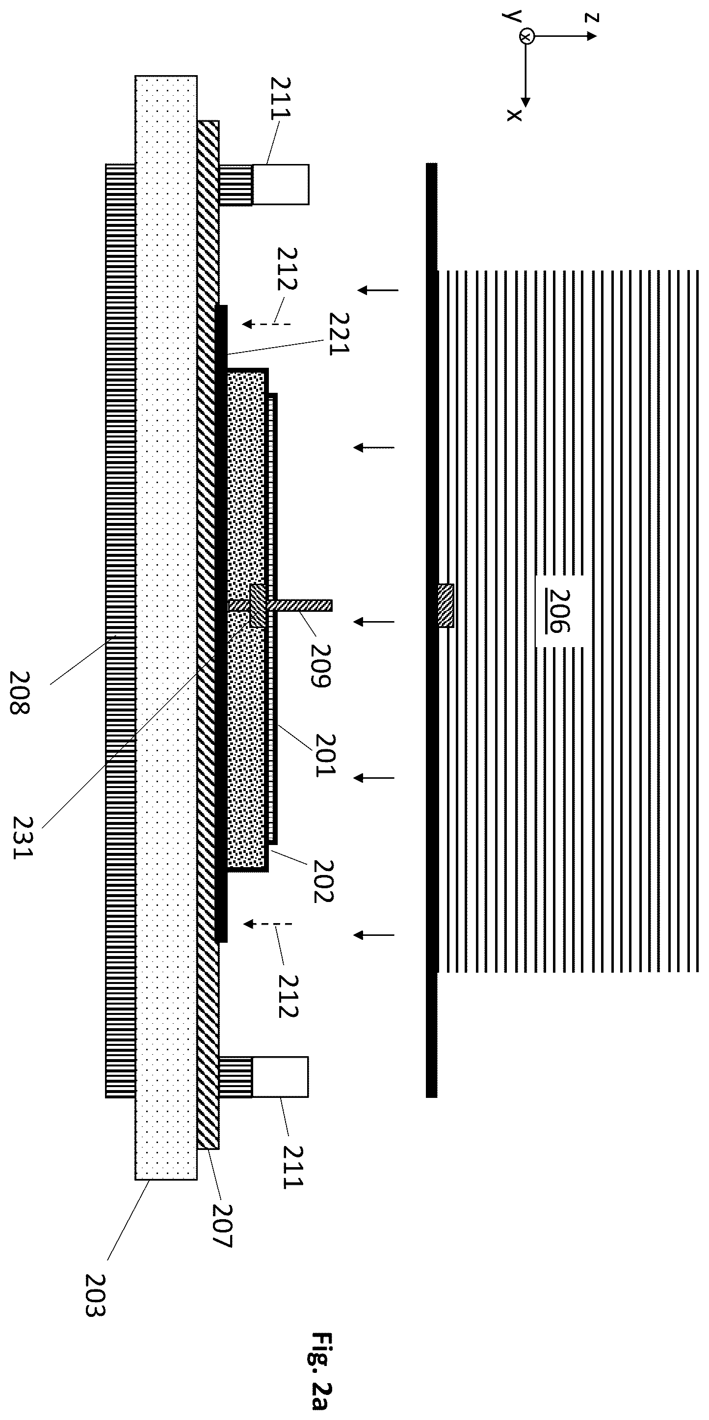Patent US12453054 Figure 2 – Cooling assembly with strap element to diminish lateral movement of cooling mass during installation of the cooling mass