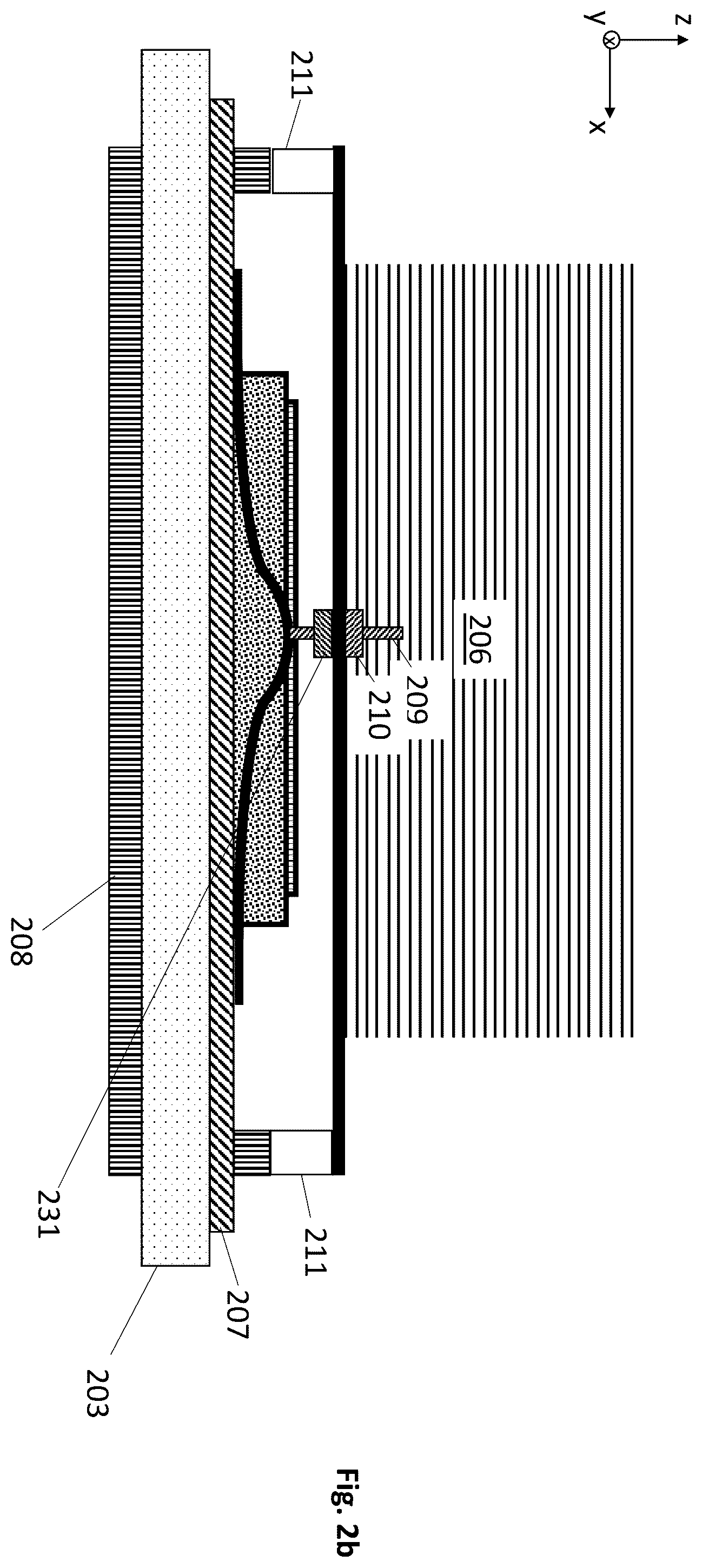 Patent US12453054 Figure 3 – Cooling assembly with strap element to diminish lateral movement of cooling mass during installation of the cooling mass