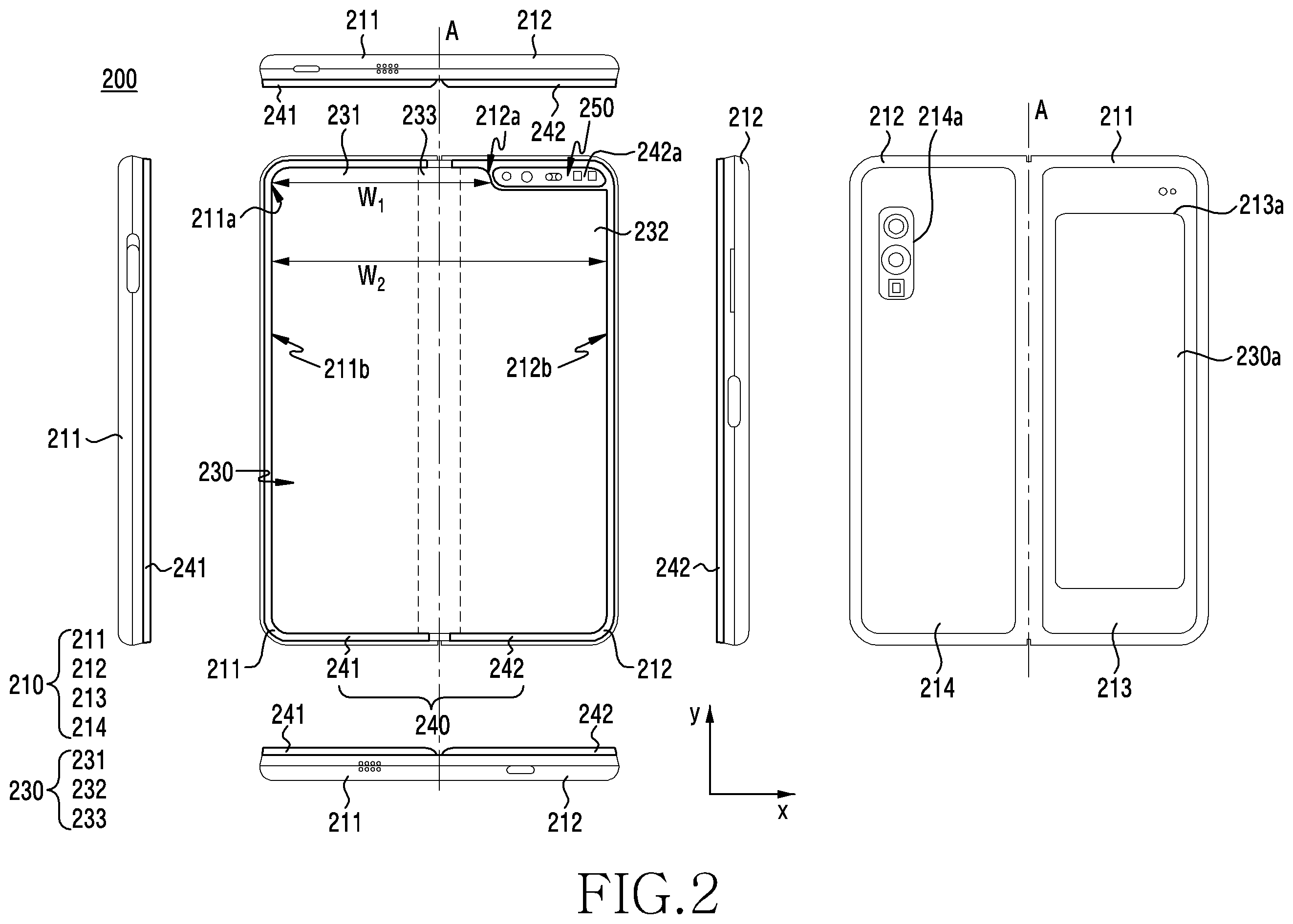 Patent US12453056 Figure 2 – Foldable electronic device comprising heat-dissipating structure