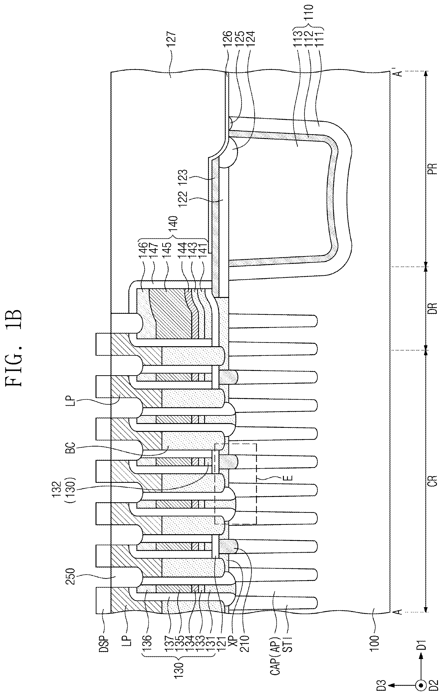 Patent US12453082 Figure 2 – Semiconductor device having a cell separation pattern in contact with the bit line contact
