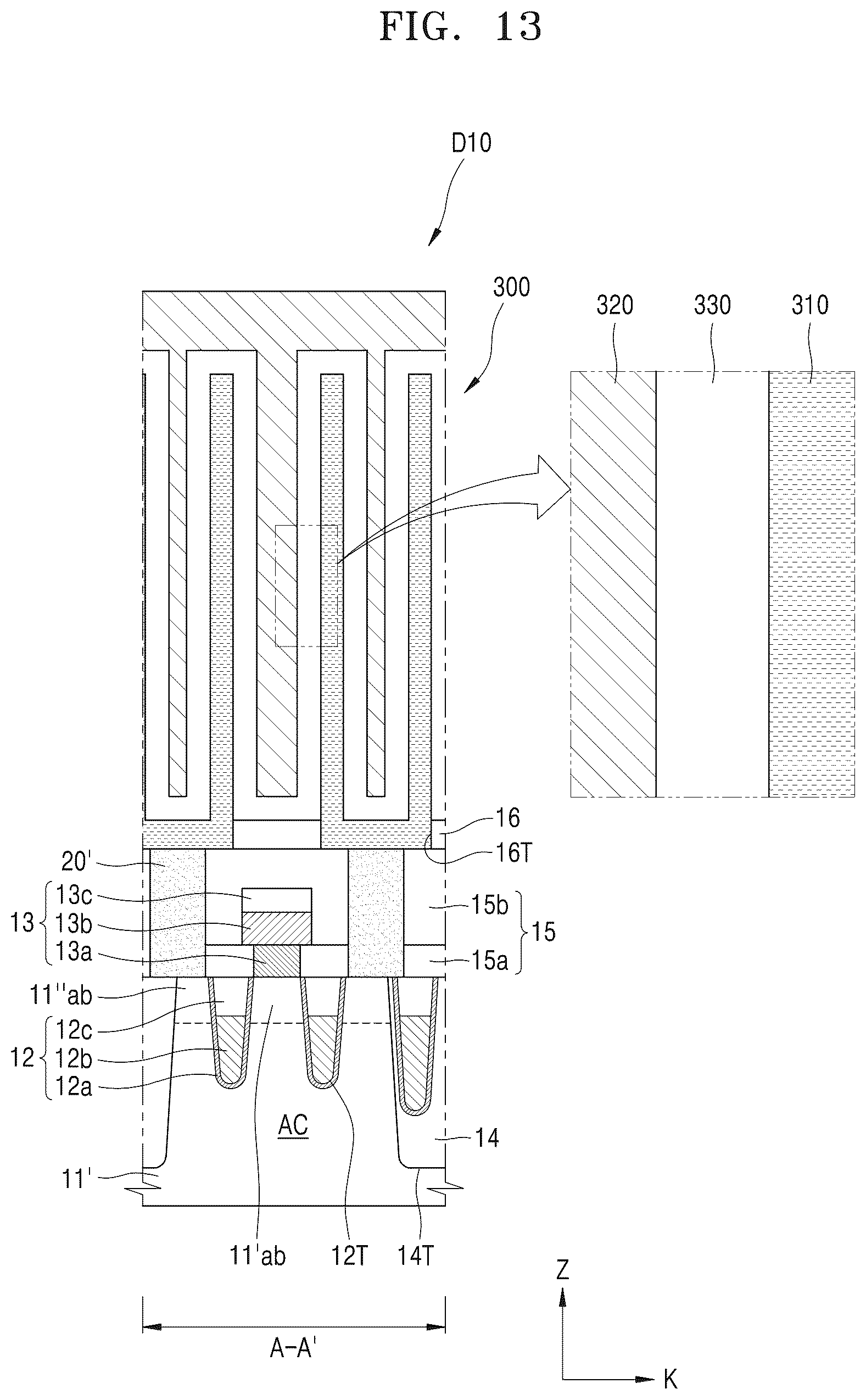 Patent US12453106 Figure 13 – Capacitor device and semiconductor device including the same