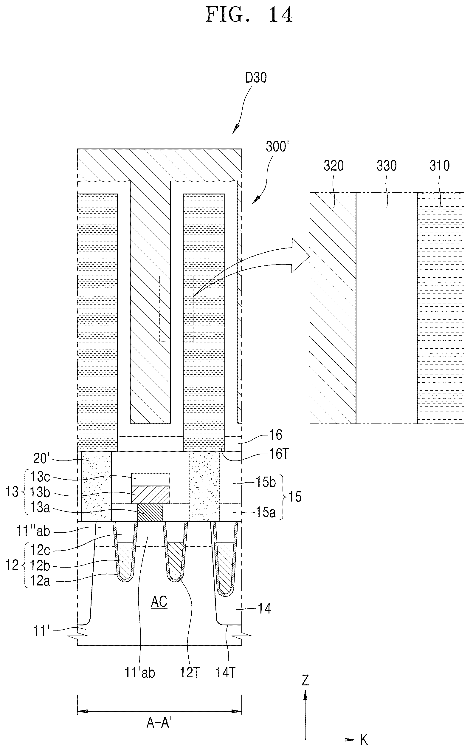 Patent US12453106 Figure 14 – Capacitor device and semiconductor device including the same