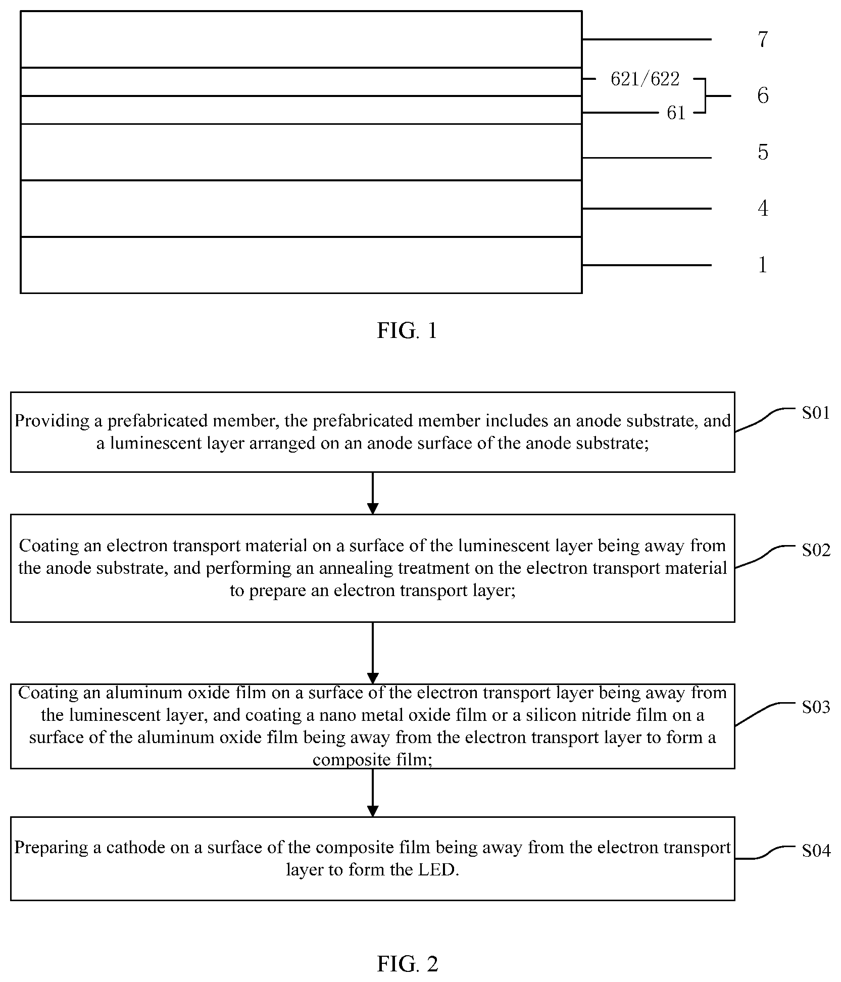 Patent US12453235 — Light-emitting diode comprising composite film between electron transport layer and cathode and preparation method thereof — Figure 1