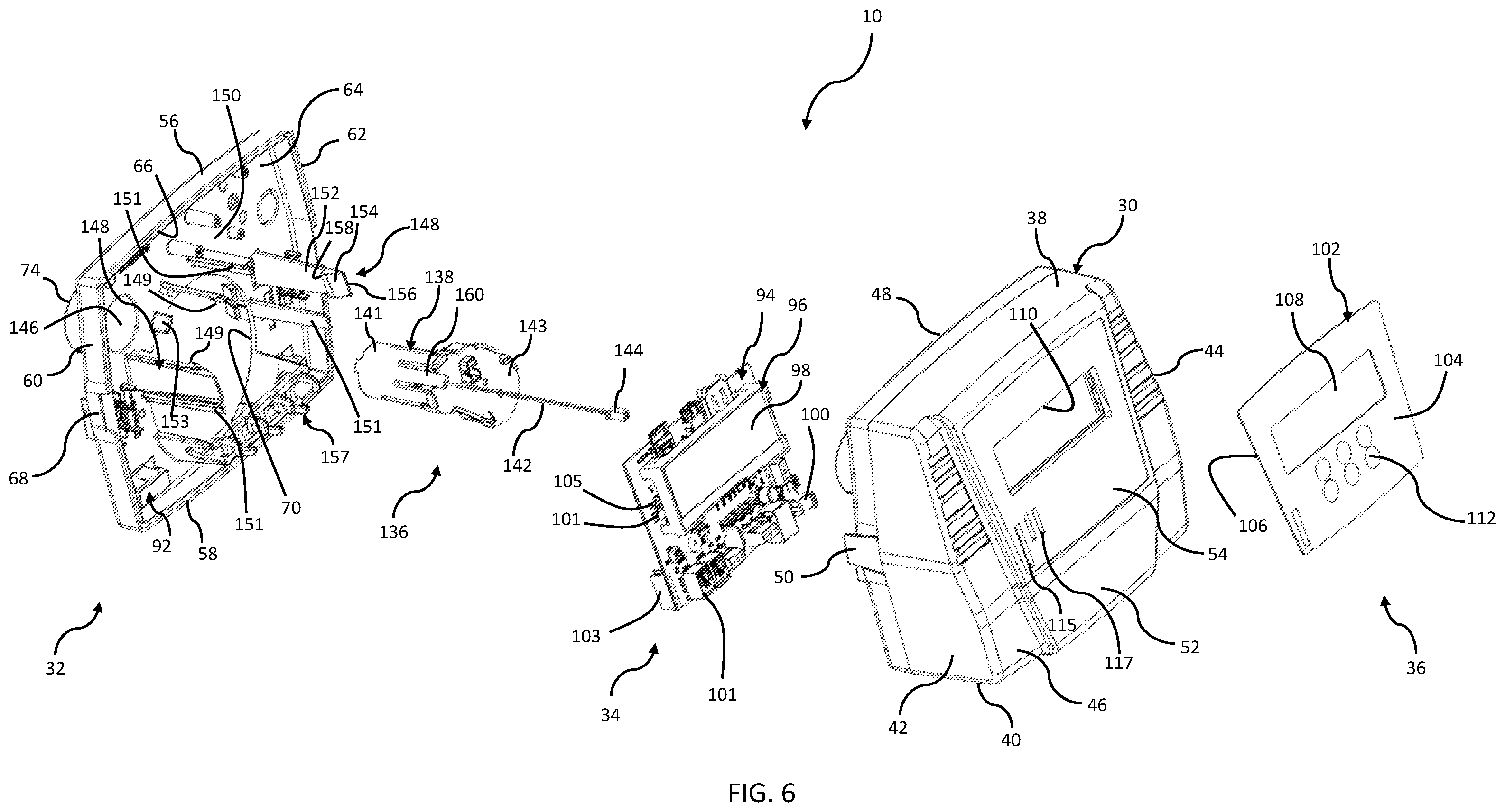 Patent US12455015 Figure 7 – Water treatment controller housing with backplate mount