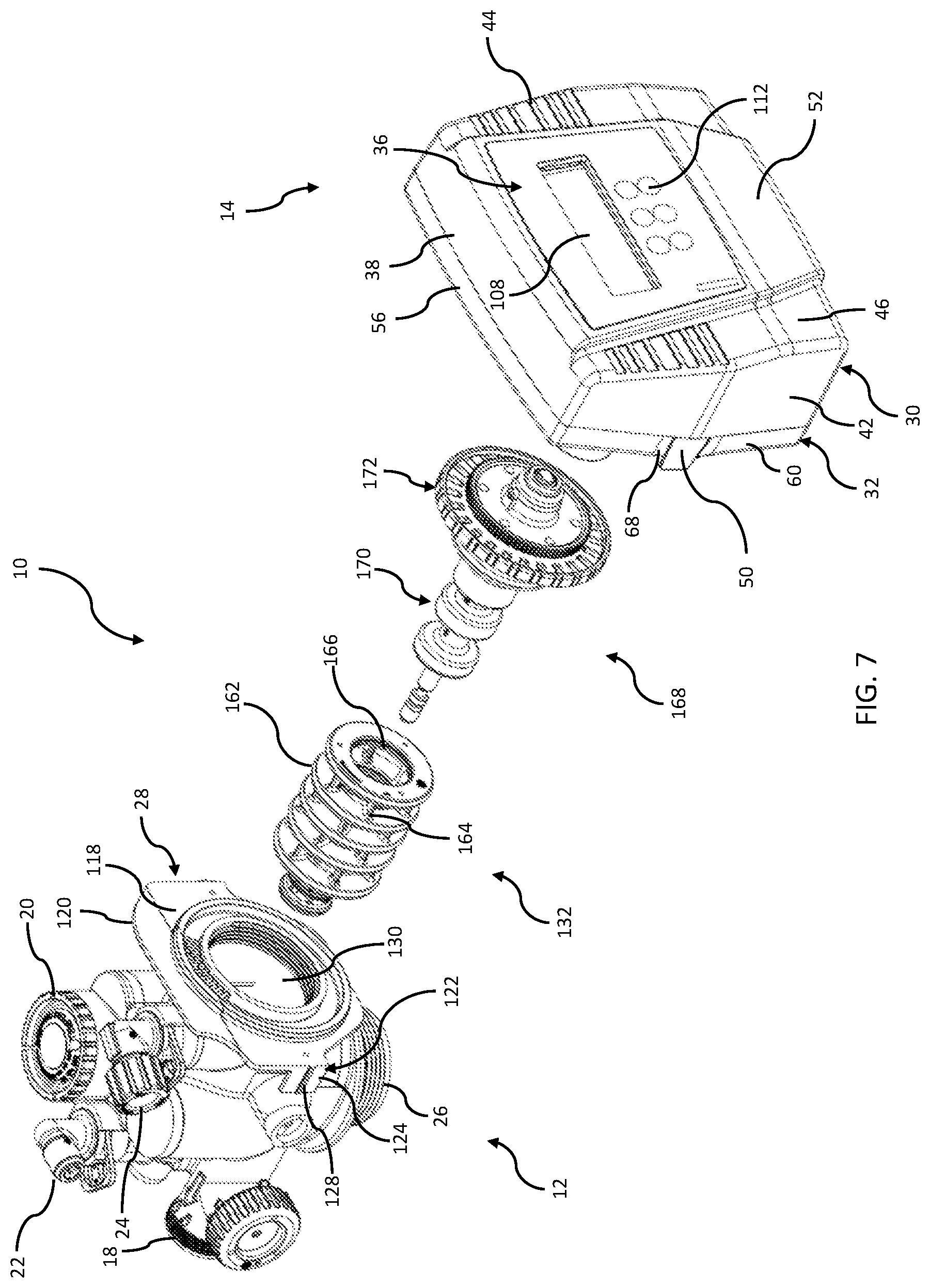 Patent US12455015 Figure 8 – Water treatment controller housing with backplate mount