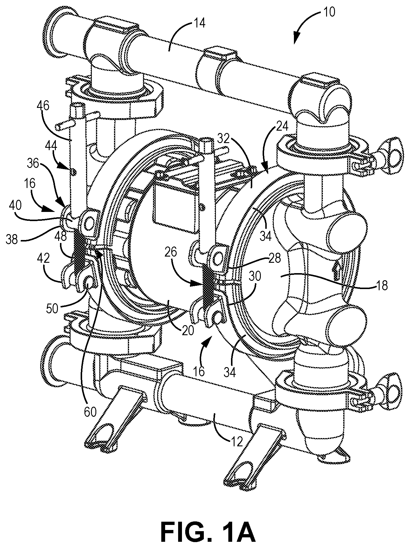 Patent US12455026 Figure 1 – Sanitary clamp for diaphragm pump covers