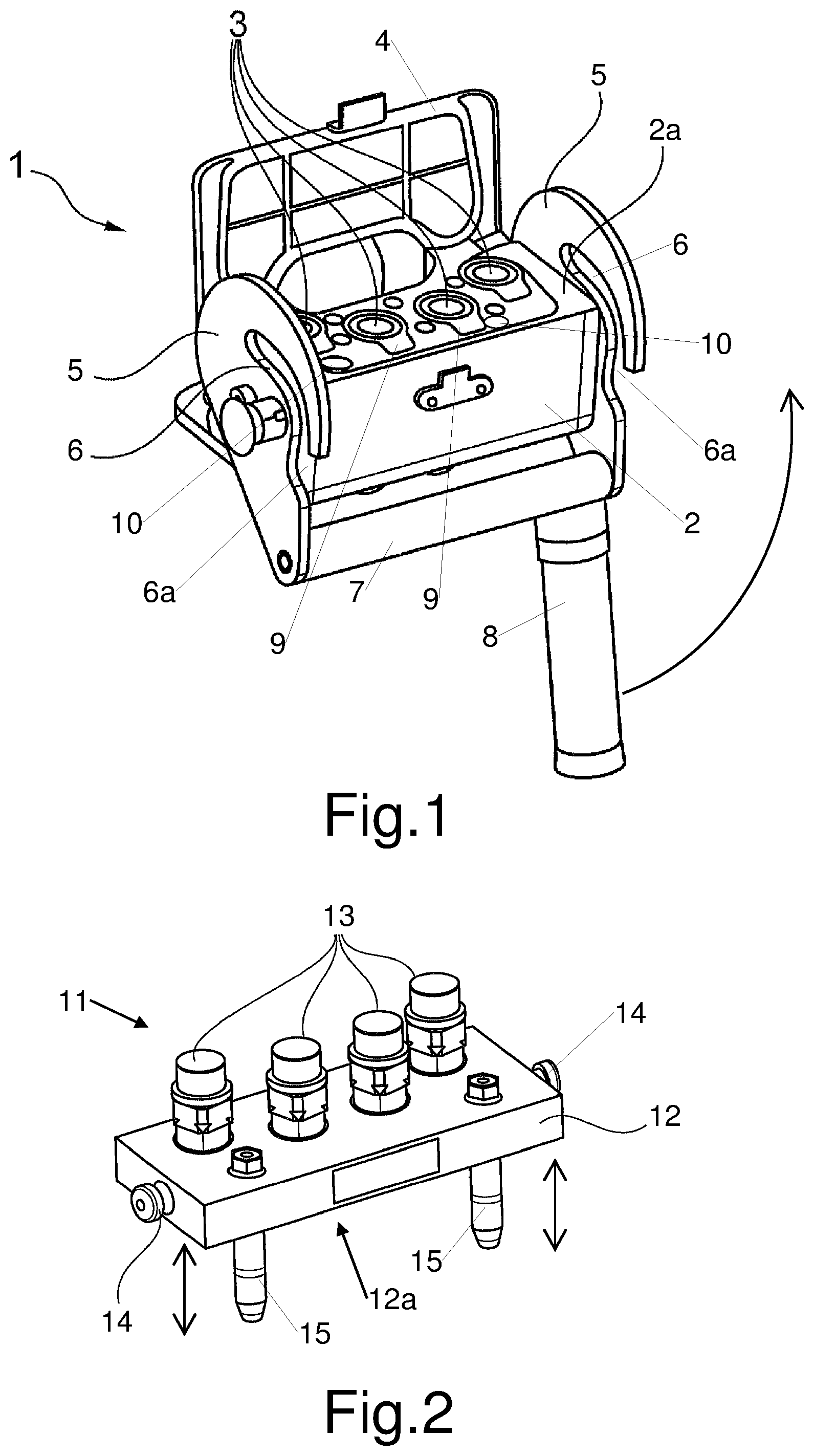 Patent US12455033 Figure 1 – Connector for hydraulic lines, multi-connector device for this connector and tool for mounting and/or dismounting the connector