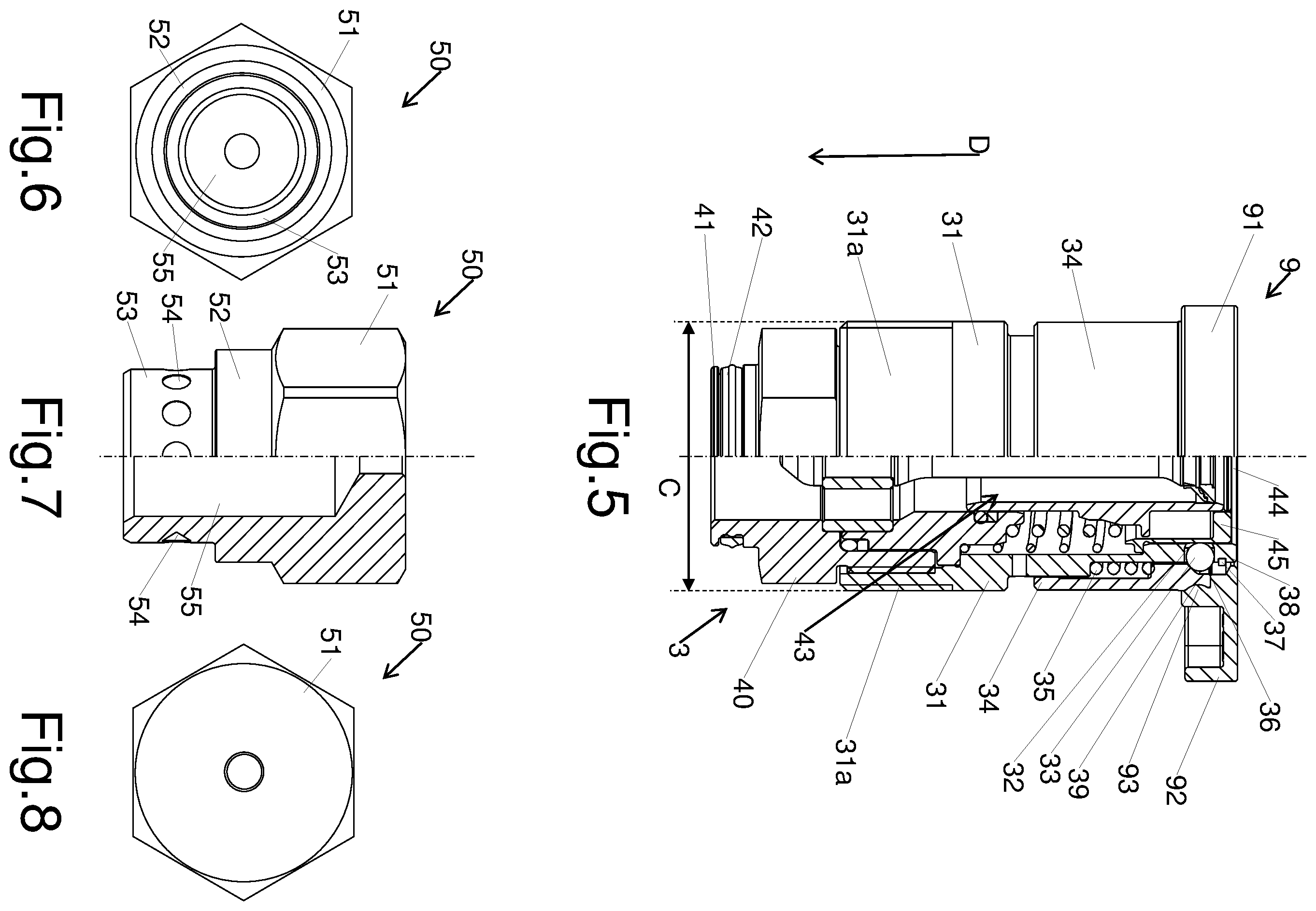 Patent US12455033 Figure 3 – Connector for hydraulic lines, multi-connector device for this connector and tool for mounting and/or dismounting the connector