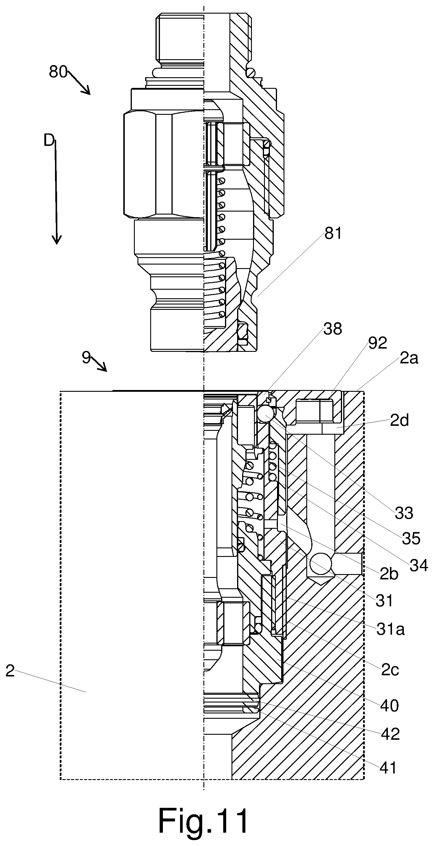 Patent US12455033 Figure 6 – Connector for hydraulic lines, multi-connector device for this connector and tool for mounting and/or dismounting the connector