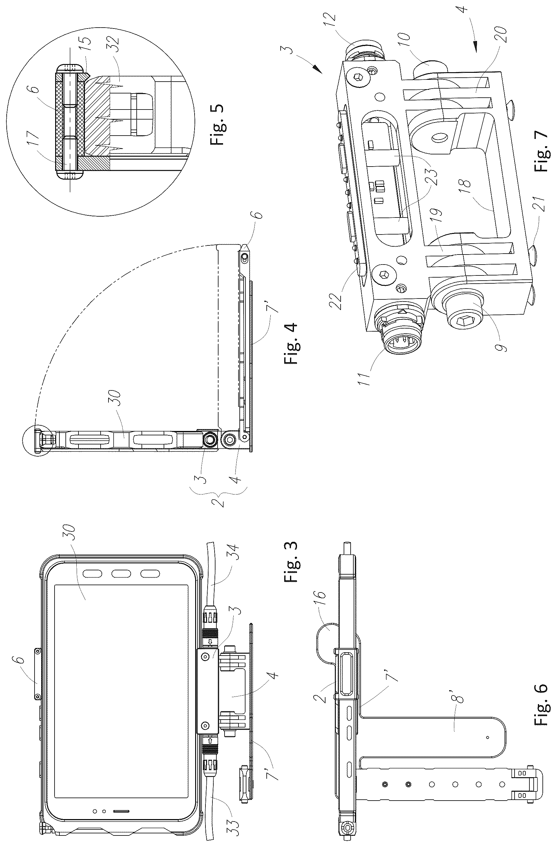 Patent US12455039 Figure 3 – Holding apparatus for supporting and connecting an industrial mobile device