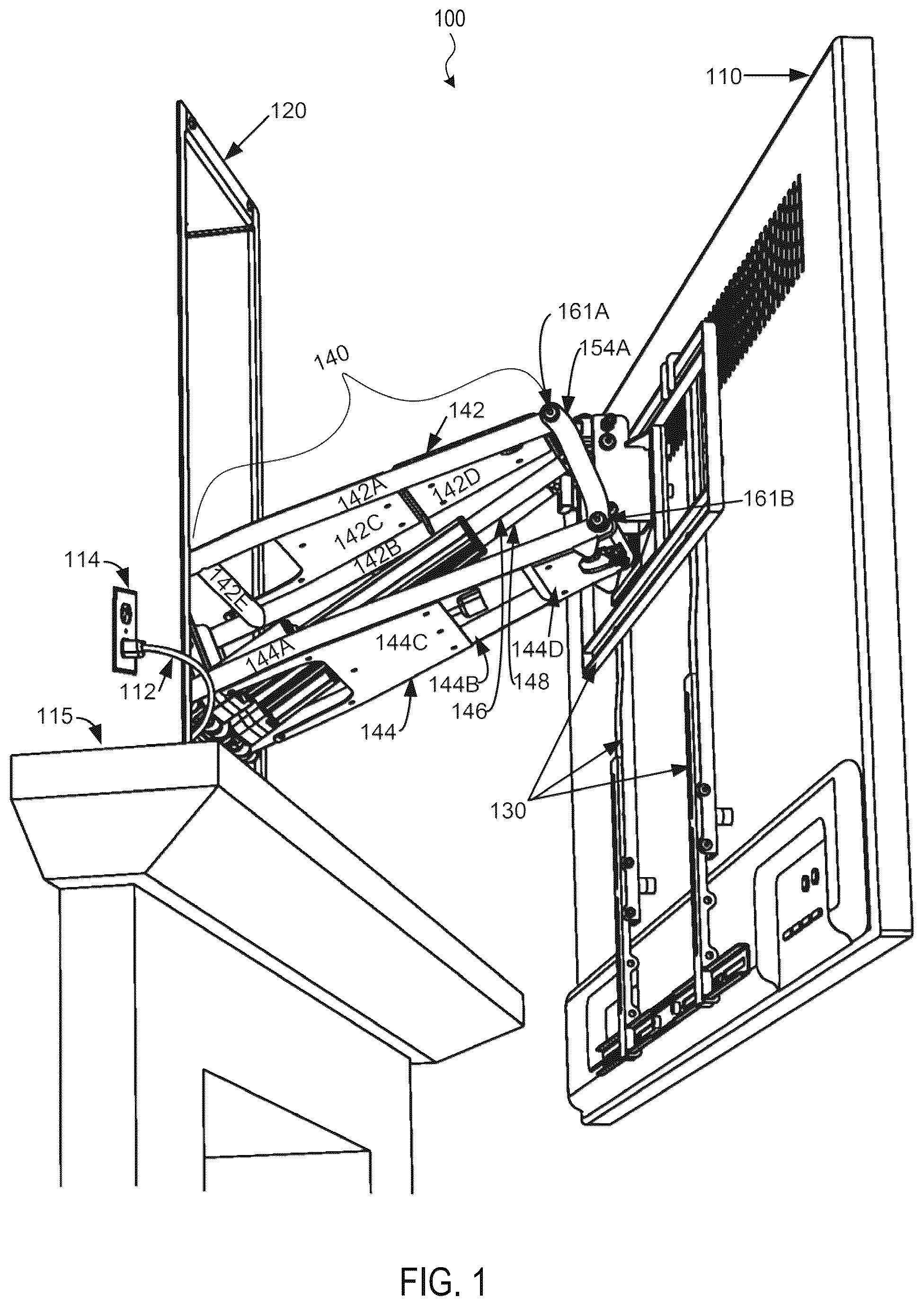 Patent US12455041 Figure 1 – Display mount assembly