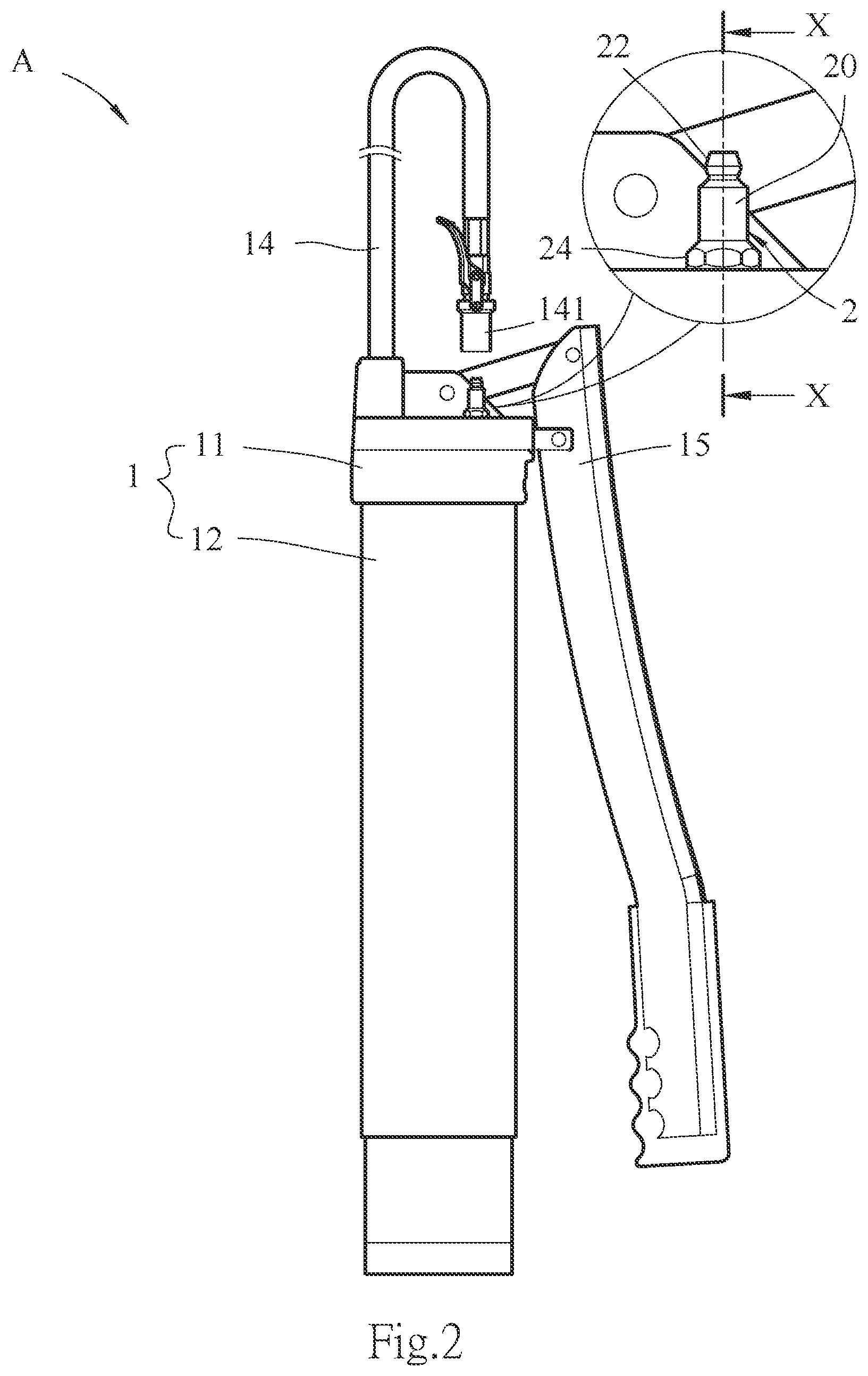 Patent US12455042 Figure 2 – Connector of grease gun