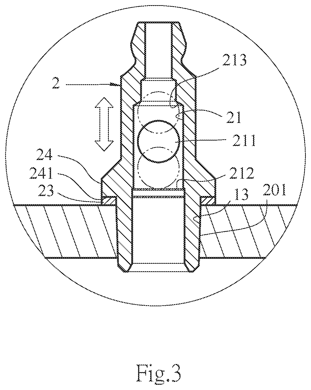 Patent US12455042 Figure 3 – Connector of grease gun