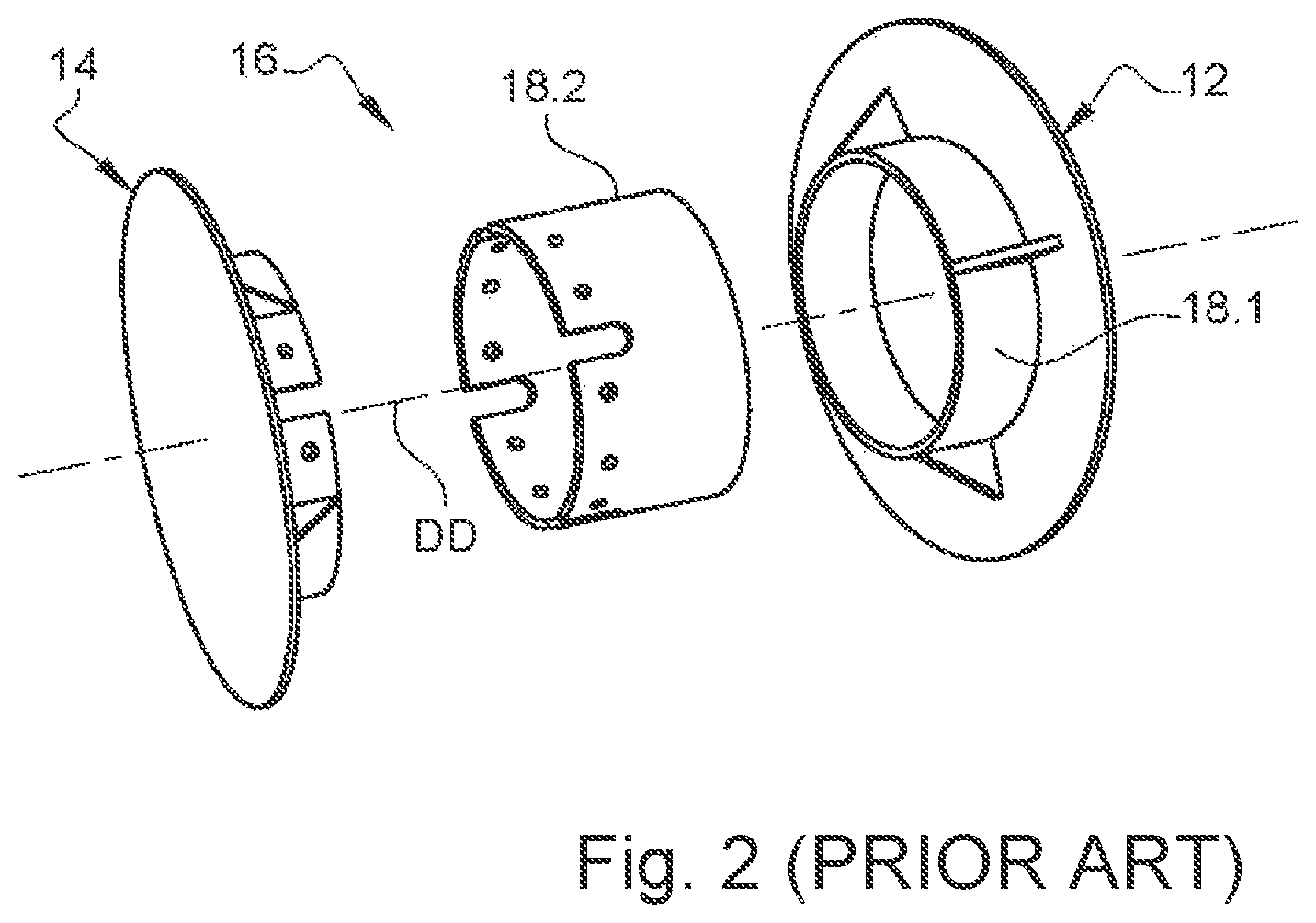 Patent US12455045 Figure 2 – Tank comprising inner and outer enclosures and at least one annular linear connection system connecting said enclosures