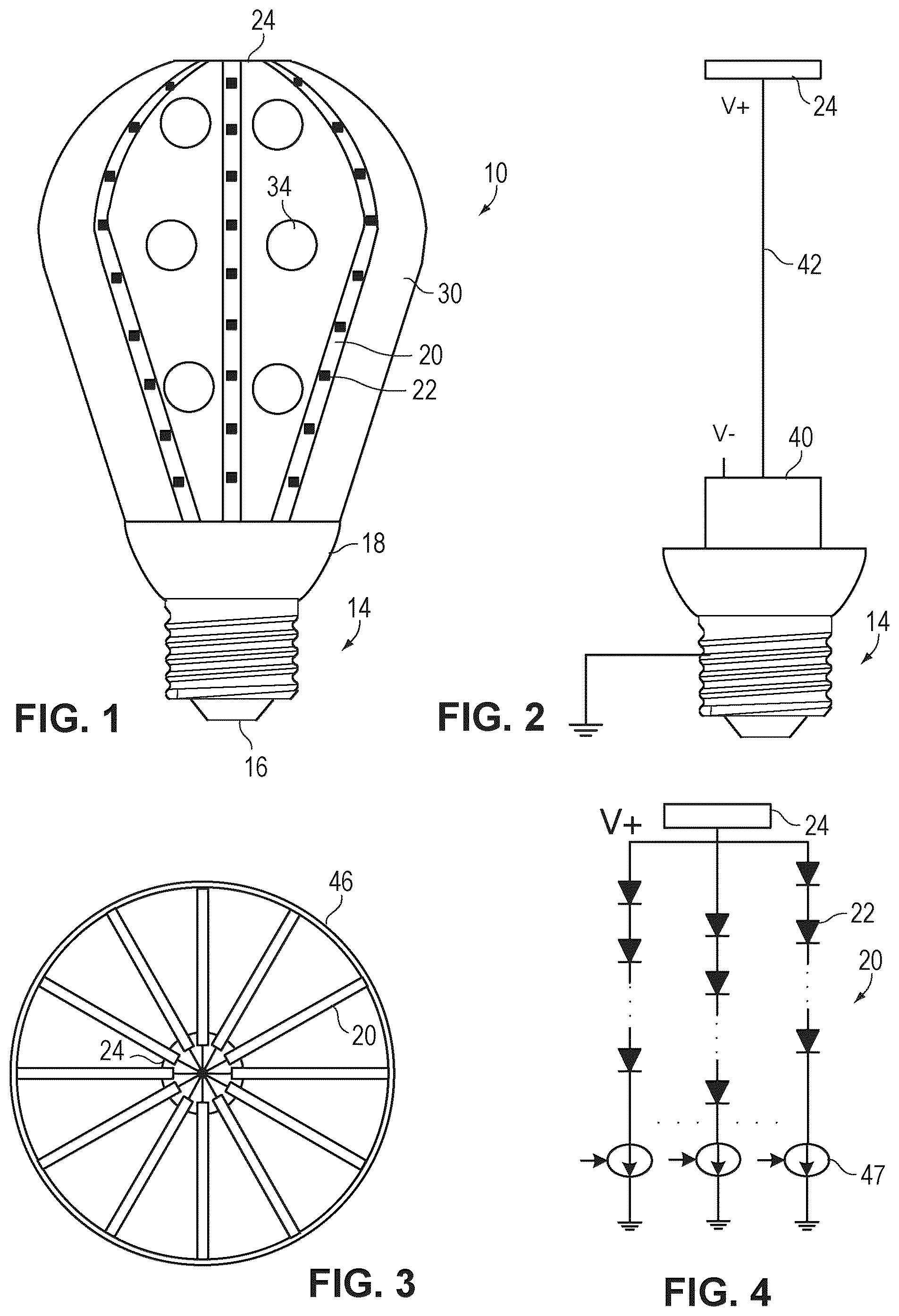 Patent US12455049 Figure 1 – Solid state lamp using light emitting strips