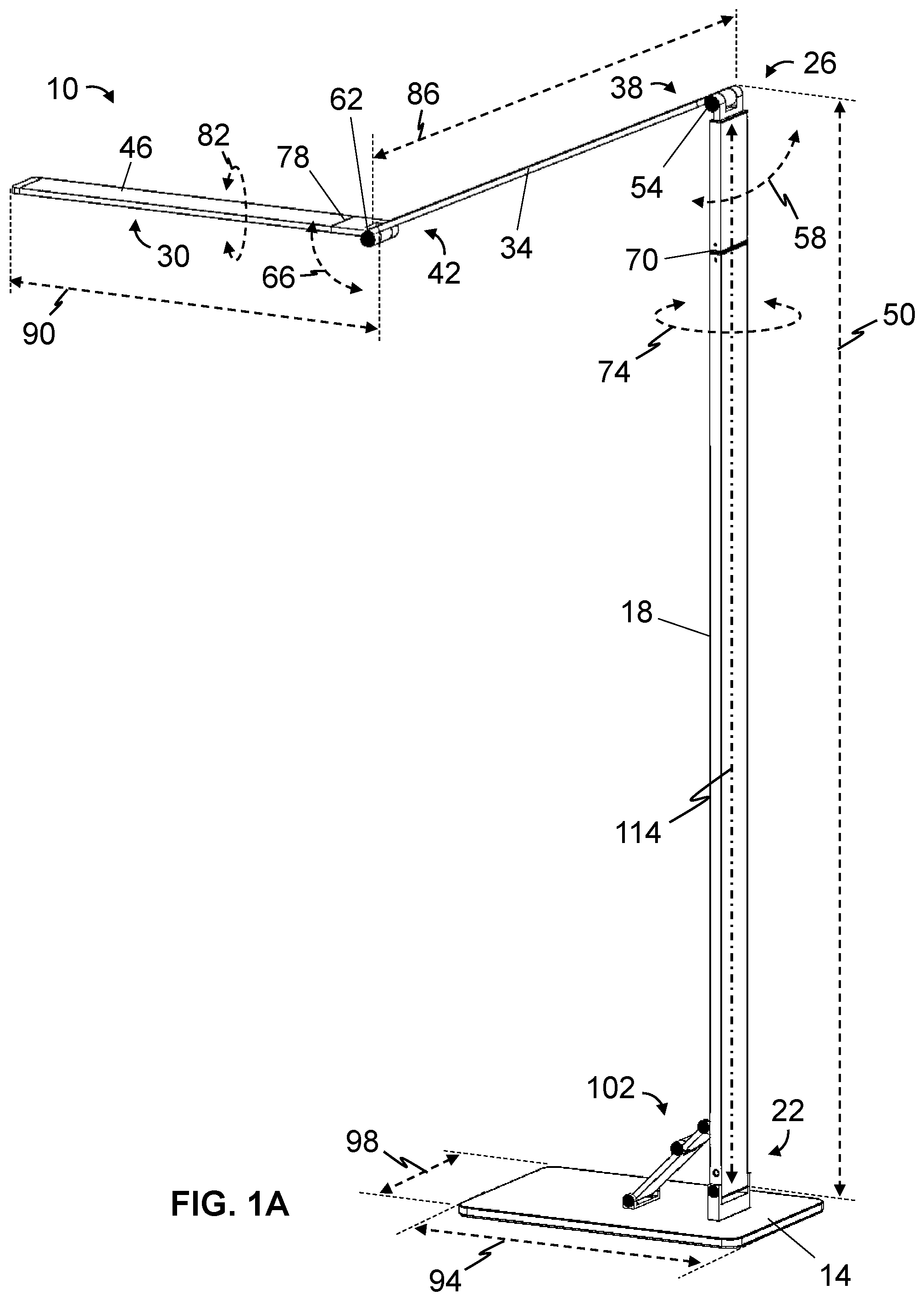 Patent US12455053 Figure 1 – Deployable-base light fixtures and related methods