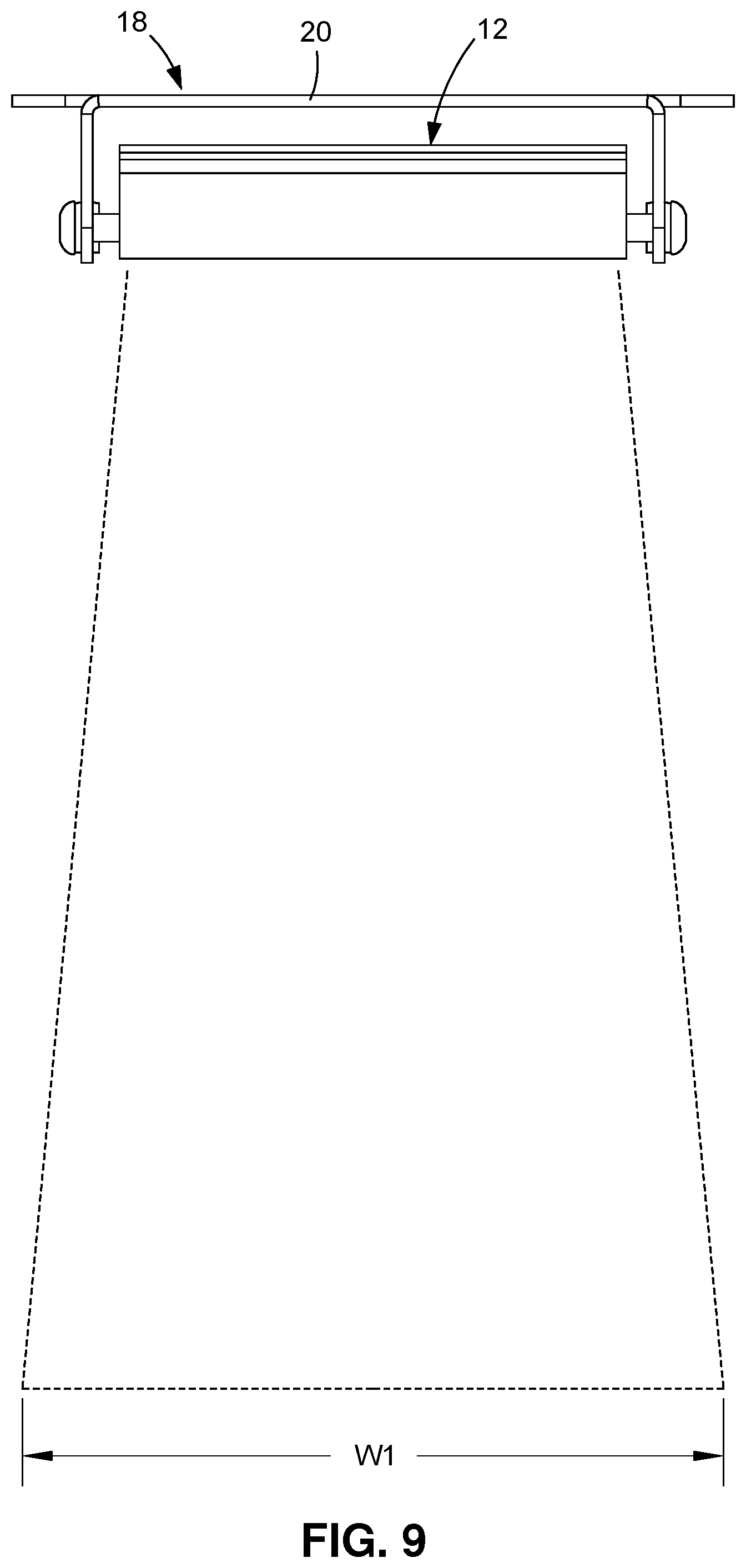 Patent US12455064 Figure 6 – Lighting device with selectively adjustable illuminated height/width ratio