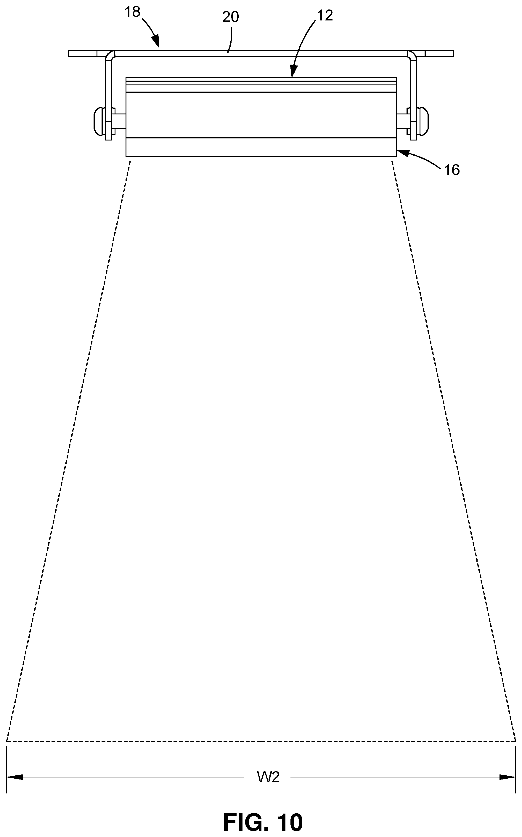 Patent US12455064 Figure 7 – Lighting device with selectively adjustable illuminated height/width ratio