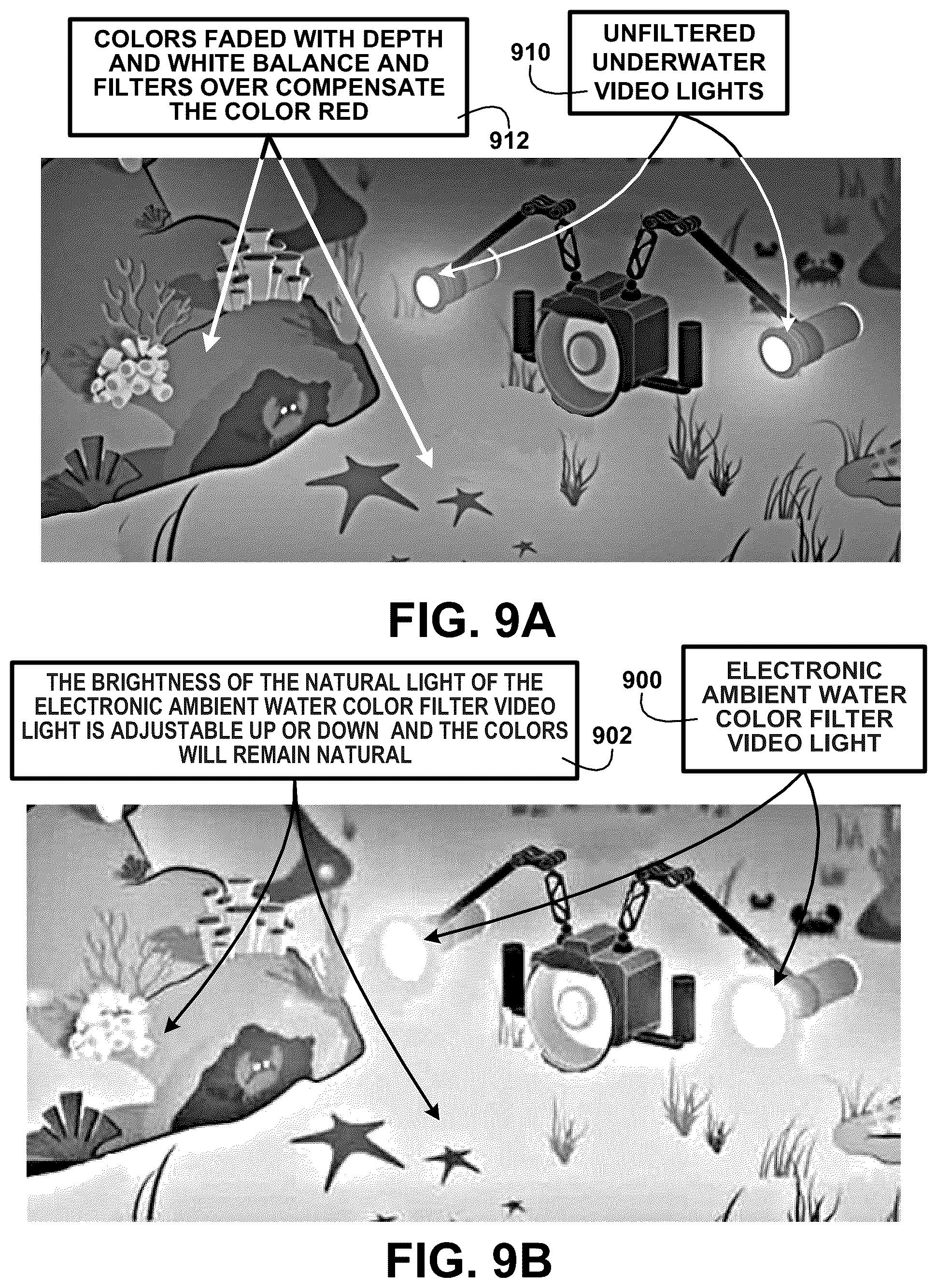 Patent US12455067 Figure 9 – Underwater video light system