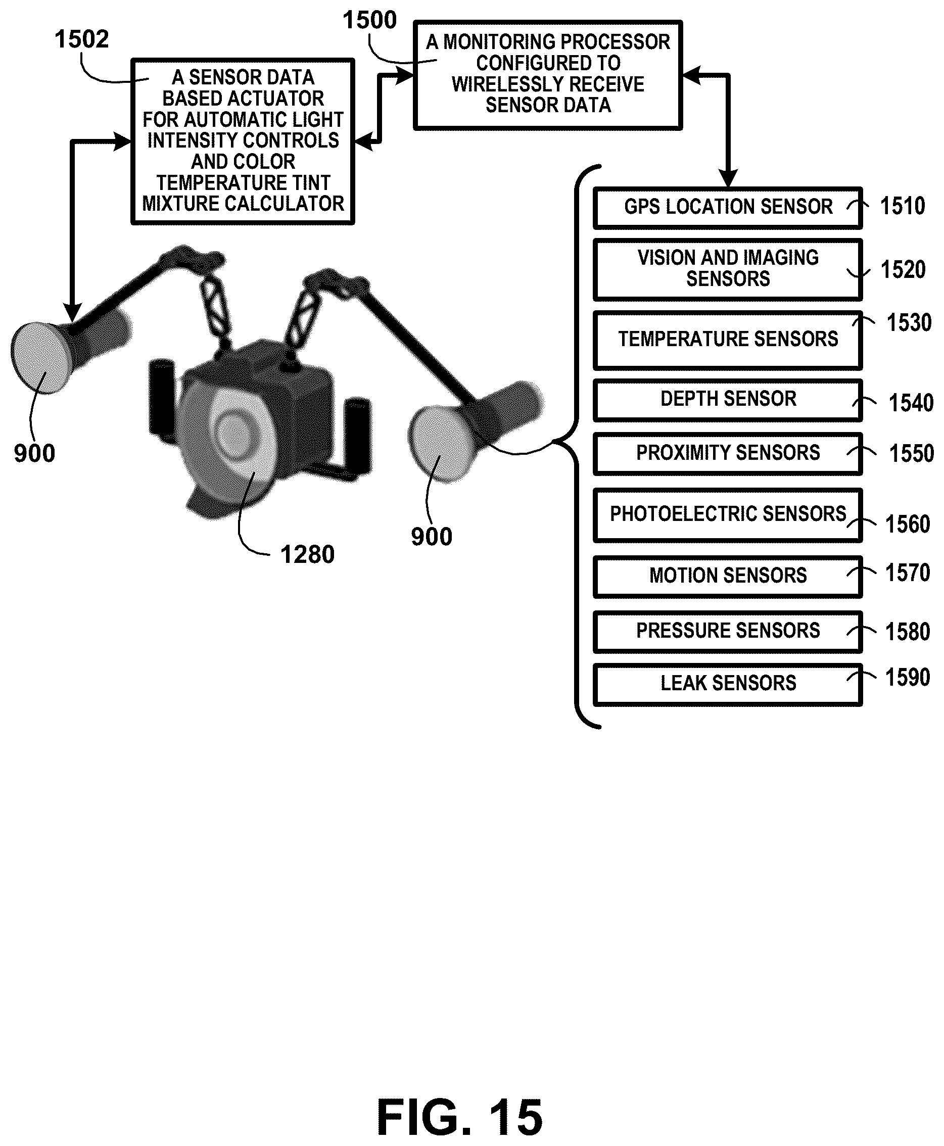 Patent US12455067 Figure 15 – Underwater video light system