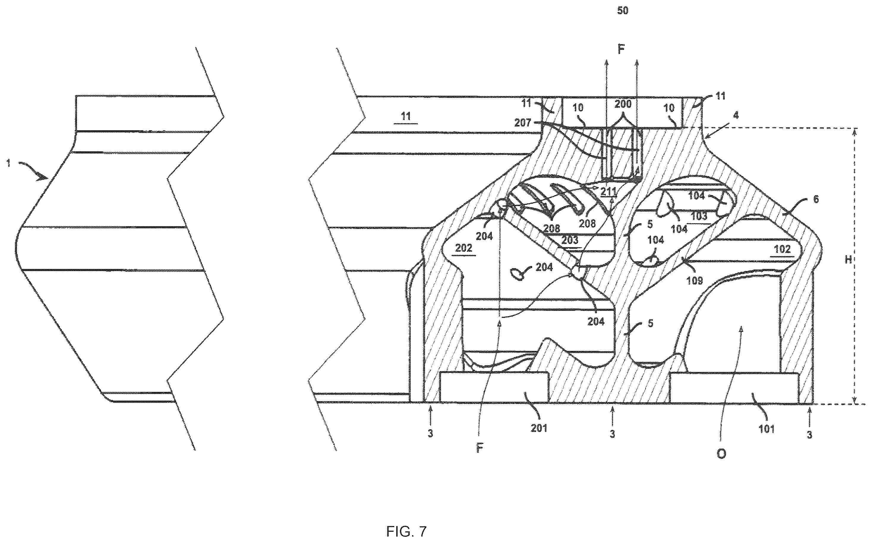 Patent US12455074 Figure 7 – Compact flame-curtain burner