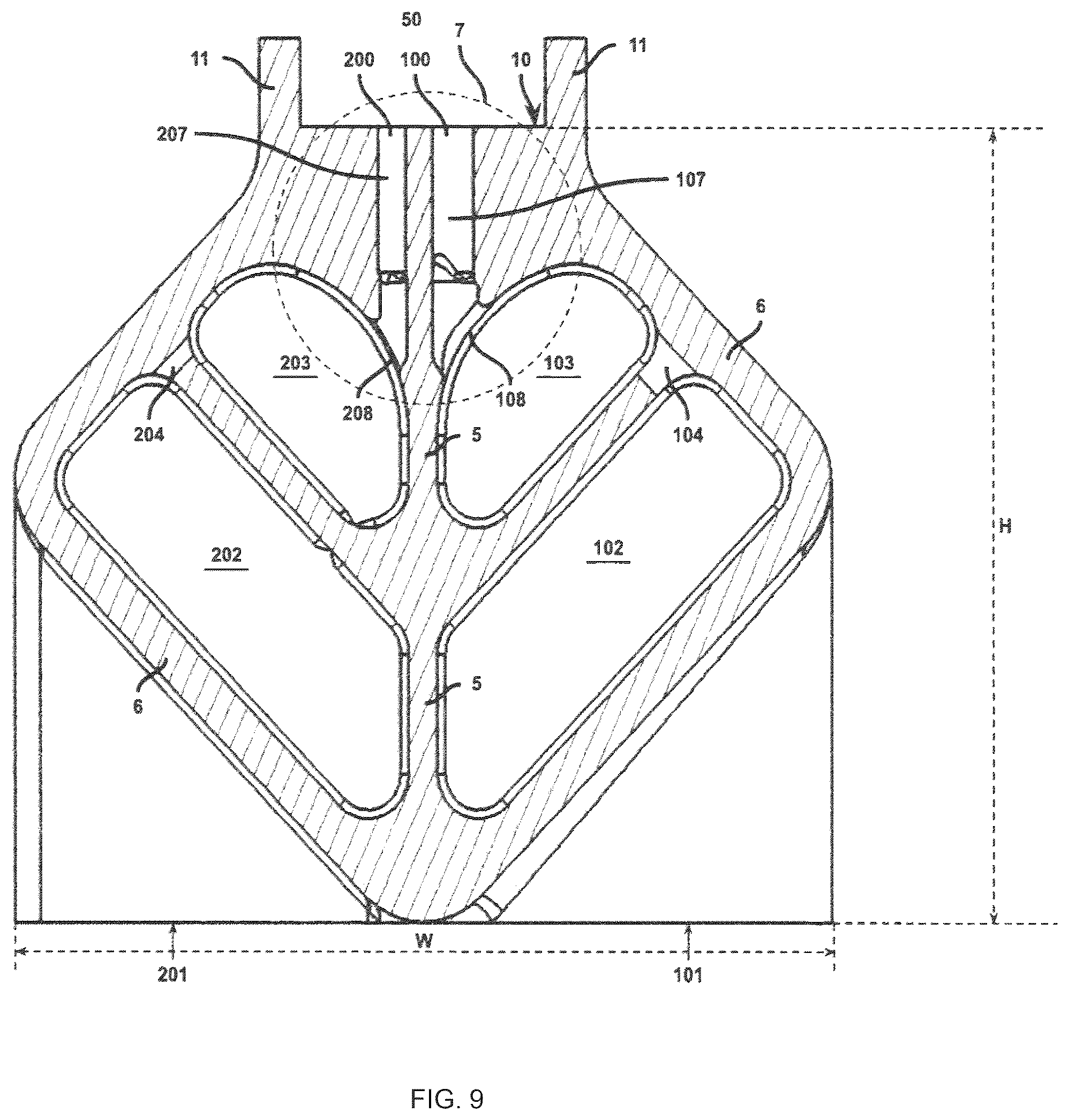 Patent US12455074 Figure 9 – Compact flame-curtain burner