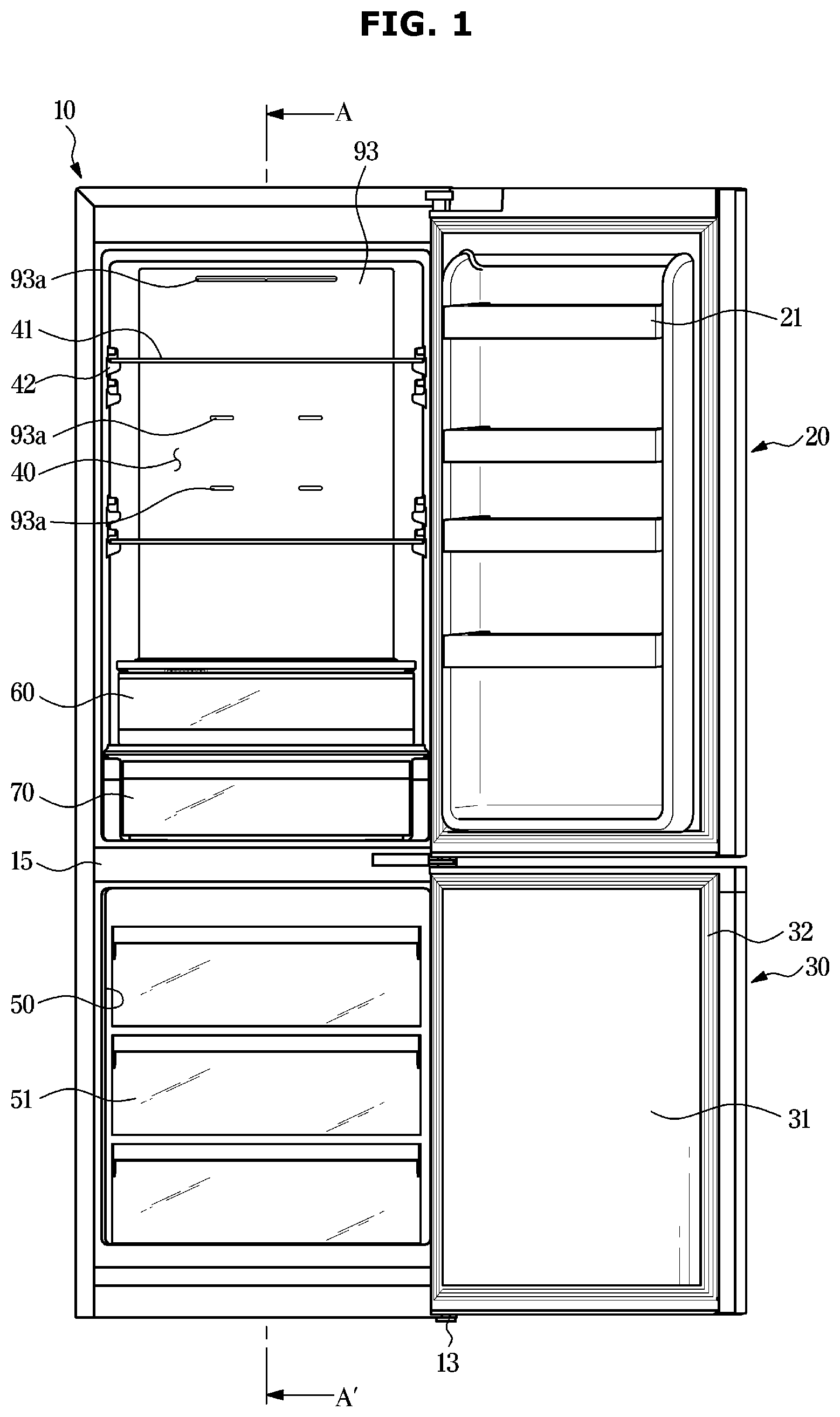 Patent US12455102 — Refrigerator and controlling method thereof — Figure 1