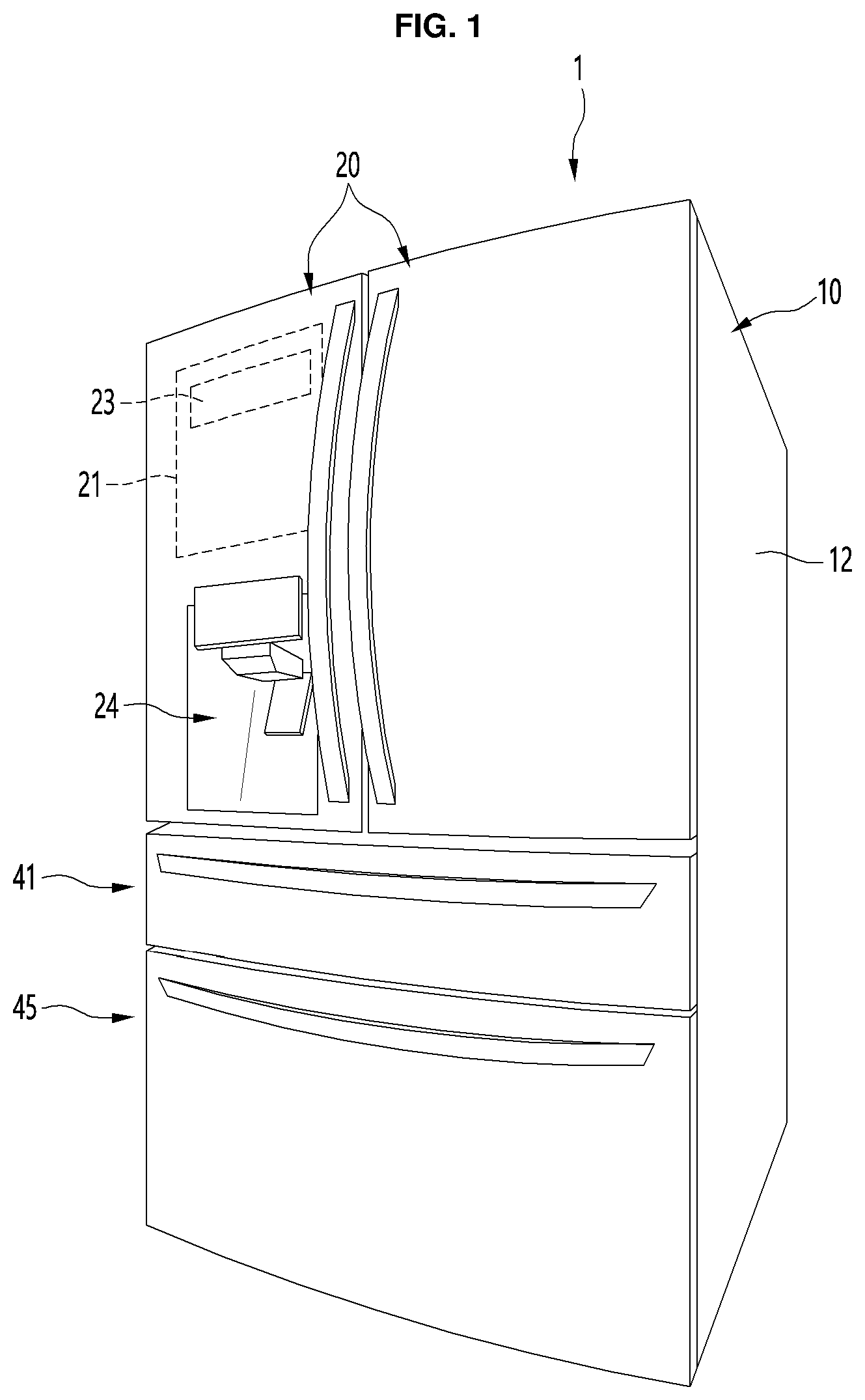 Patent US12455107 — Refrigerator — Figure 1