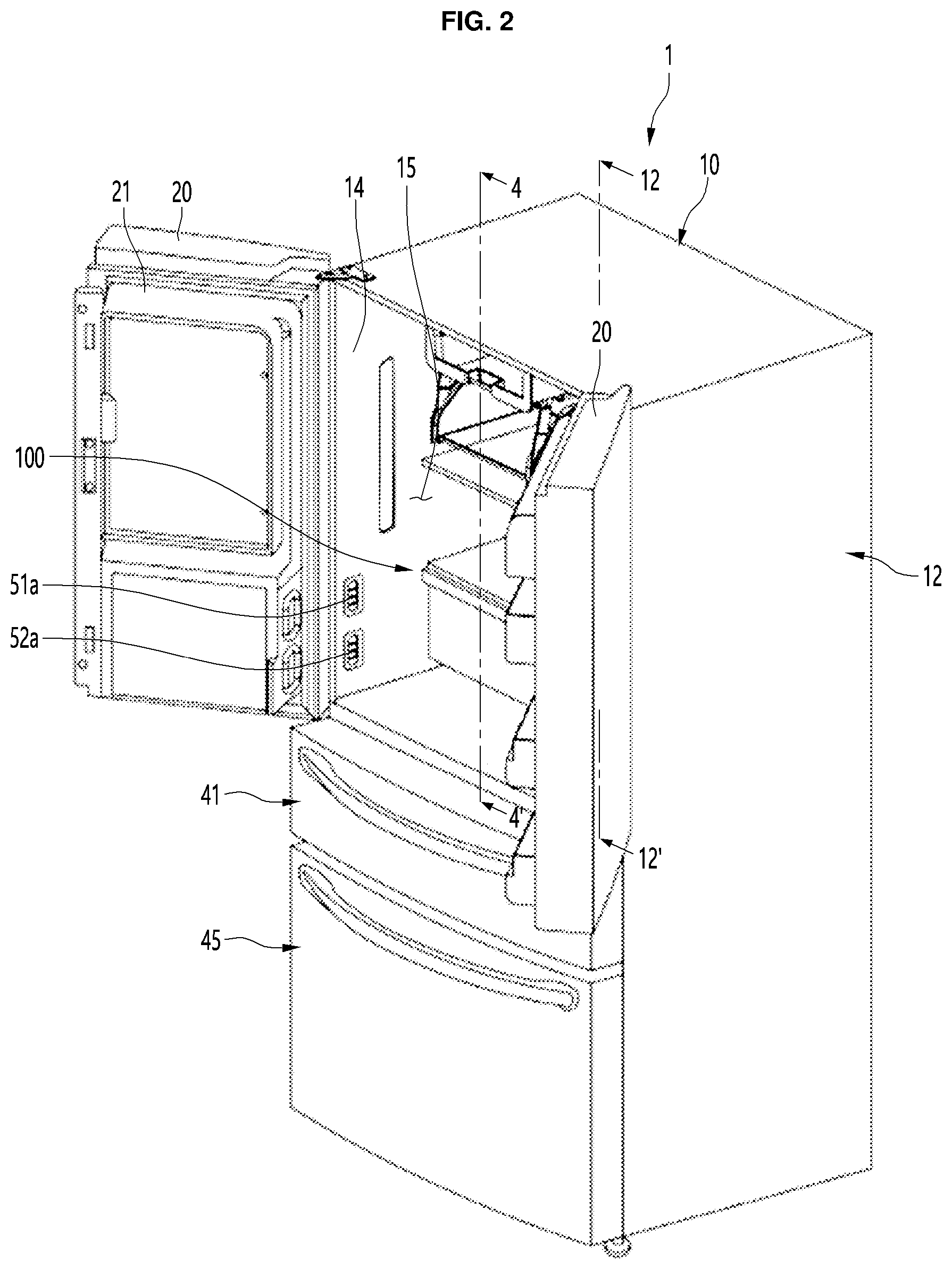 Patent US12455107 Figure 2 – Refrigerator