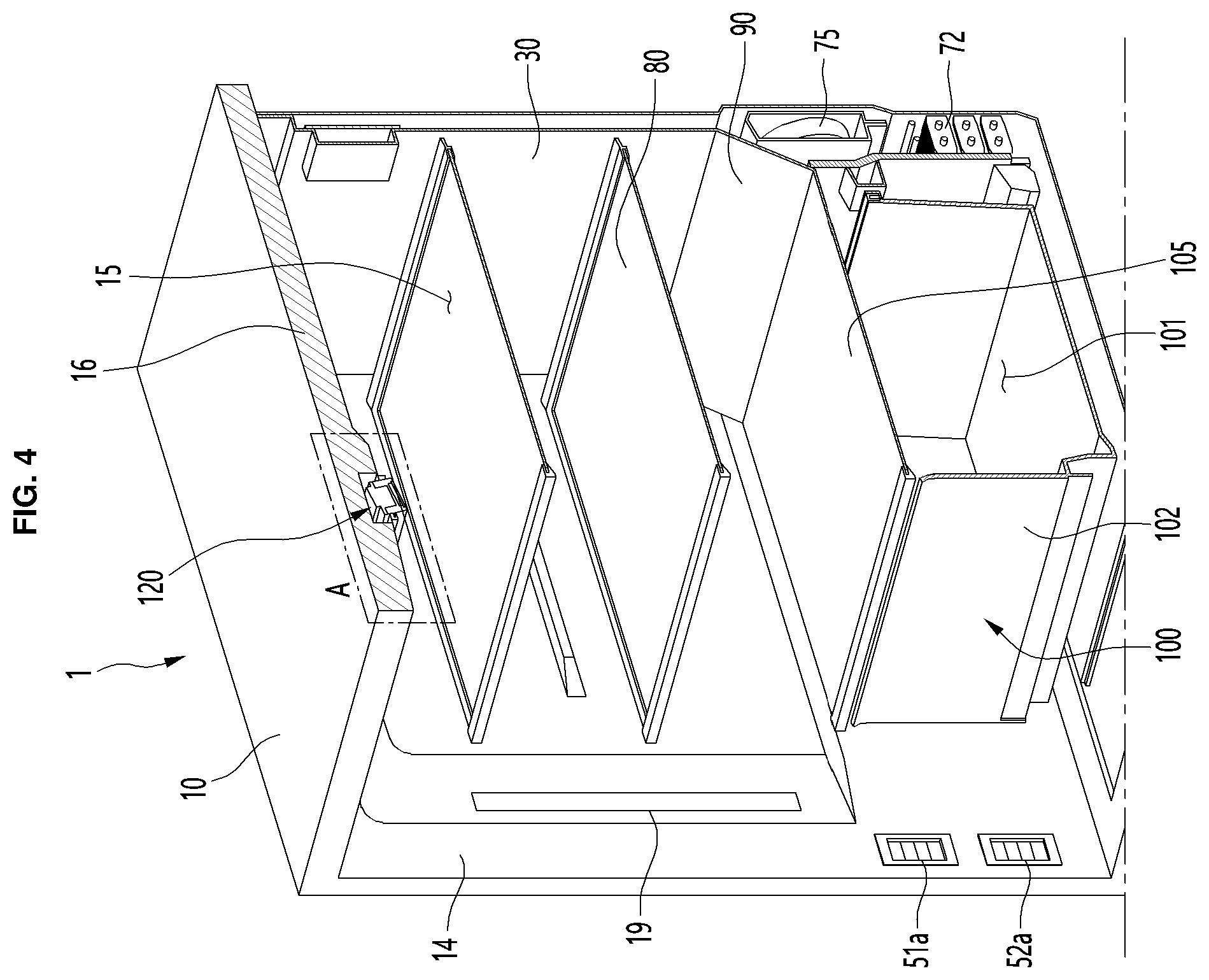 Patent US12455107 Figure 4 – Refrigerator