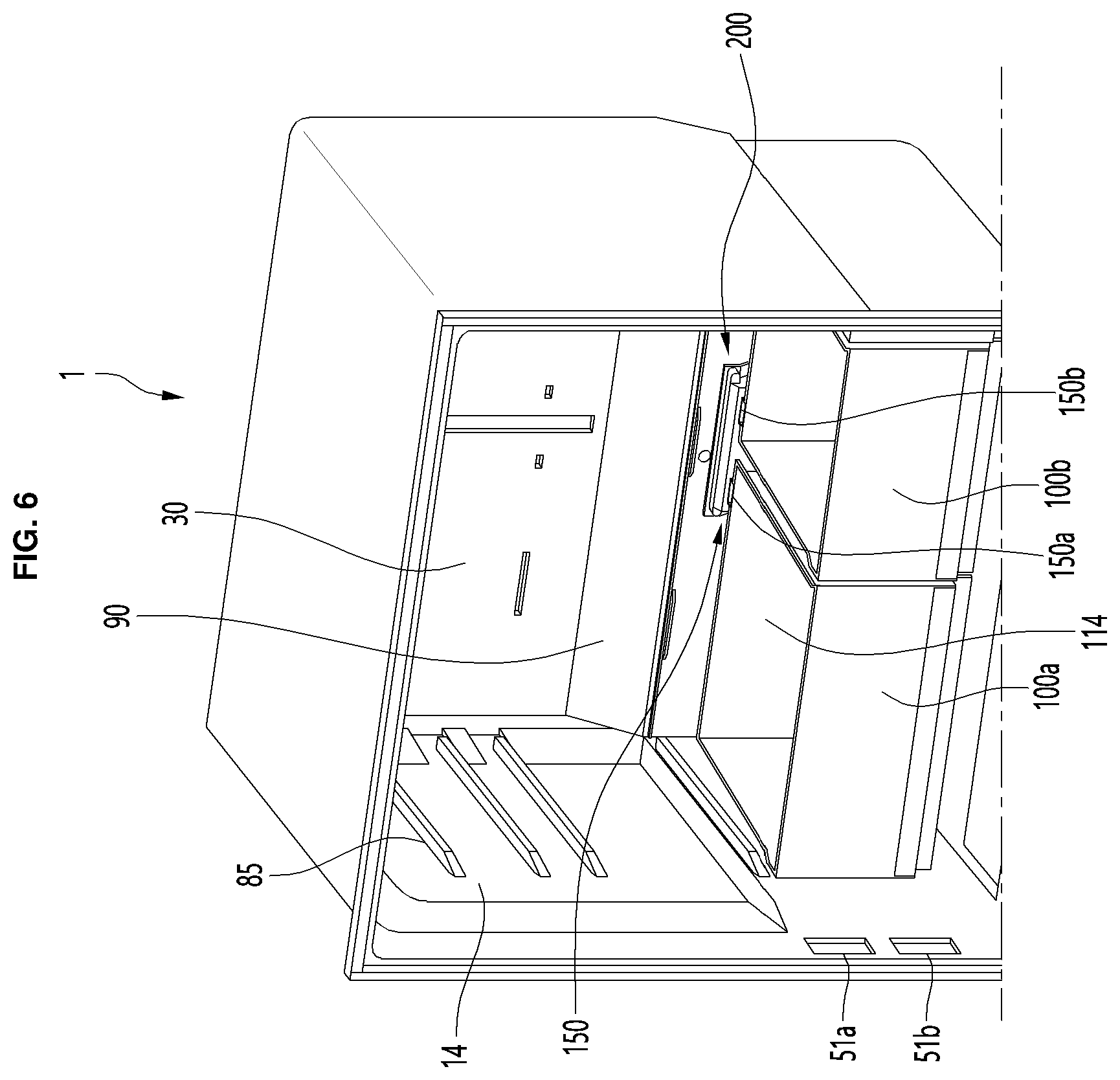 Patent US12455107 Figure 6 – Refrigerator