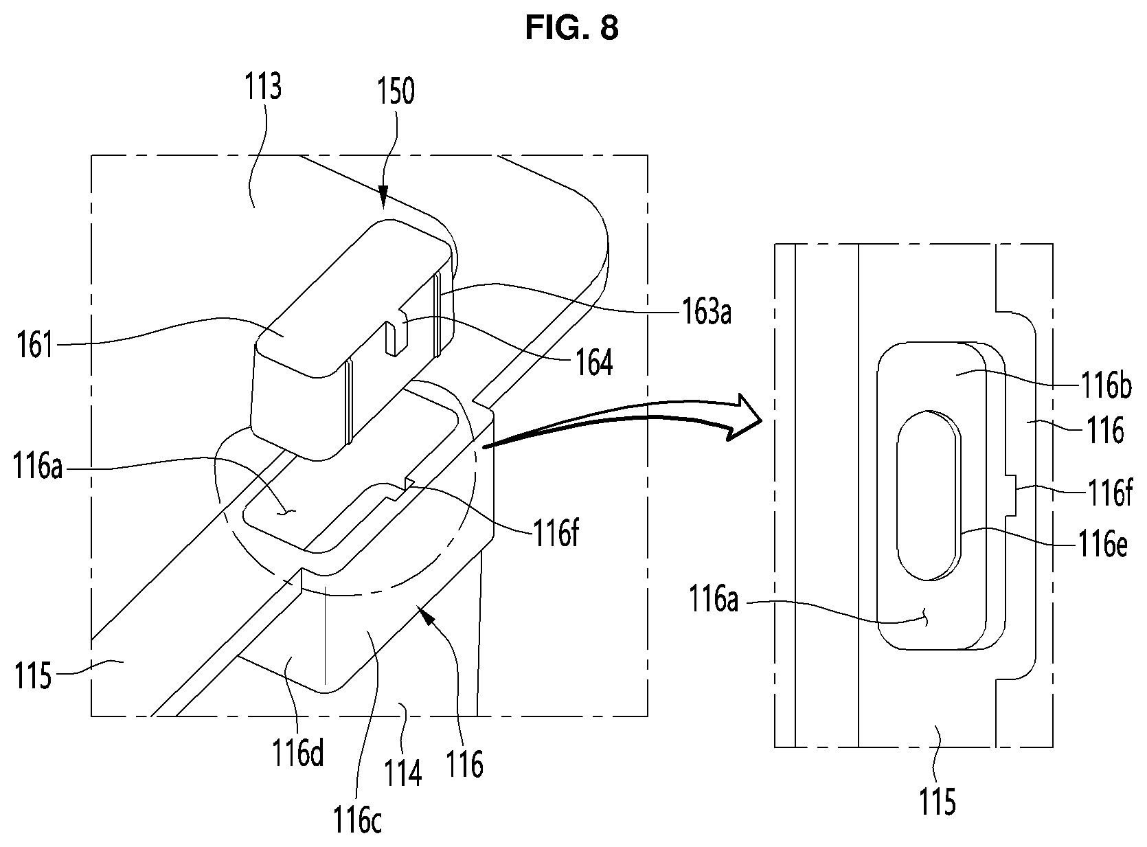 Patent US12455107 Figure 8 – Refrigerator