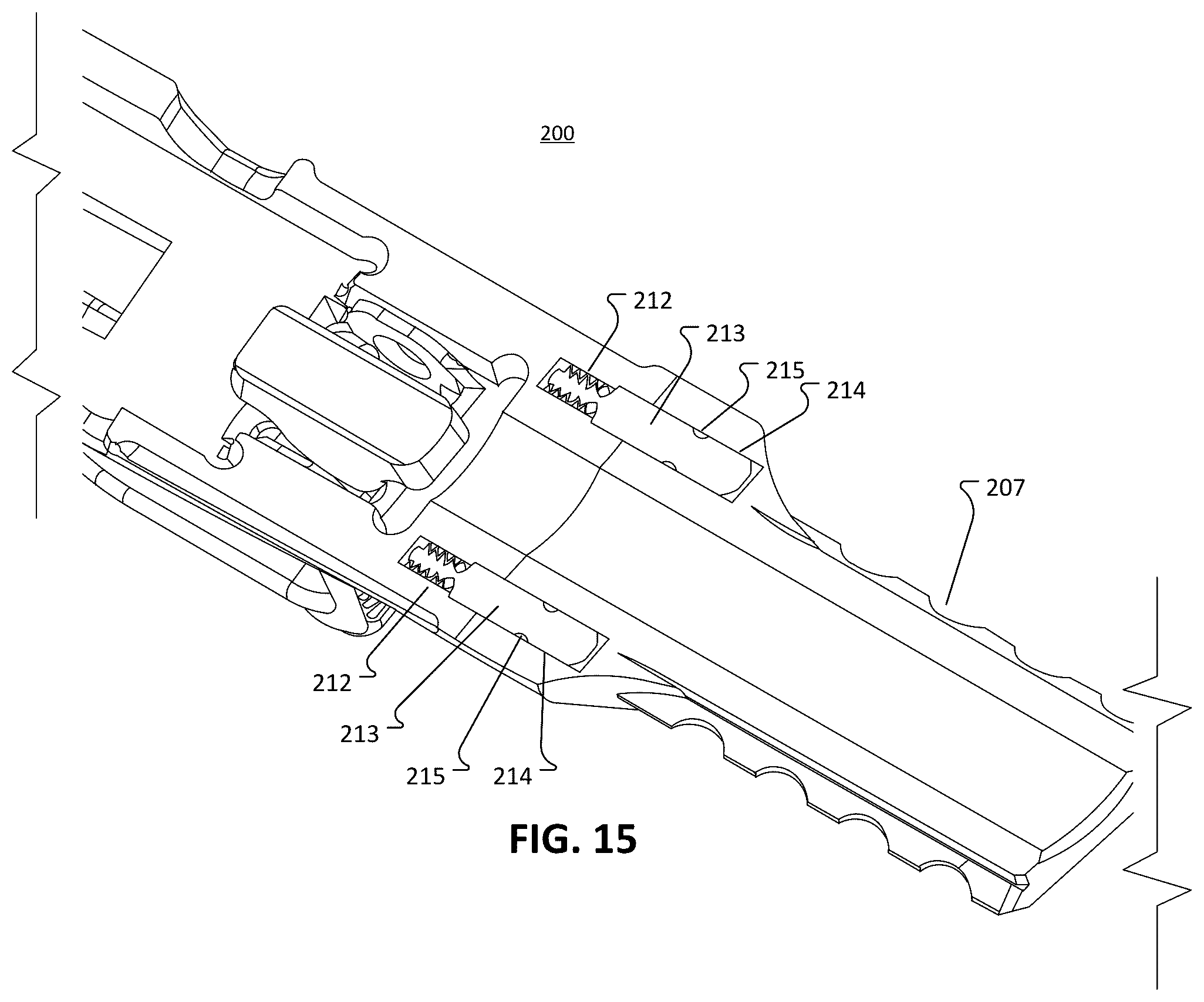 Patent US12455126 Figure 15 – Modular frame and chassis system for a firearm