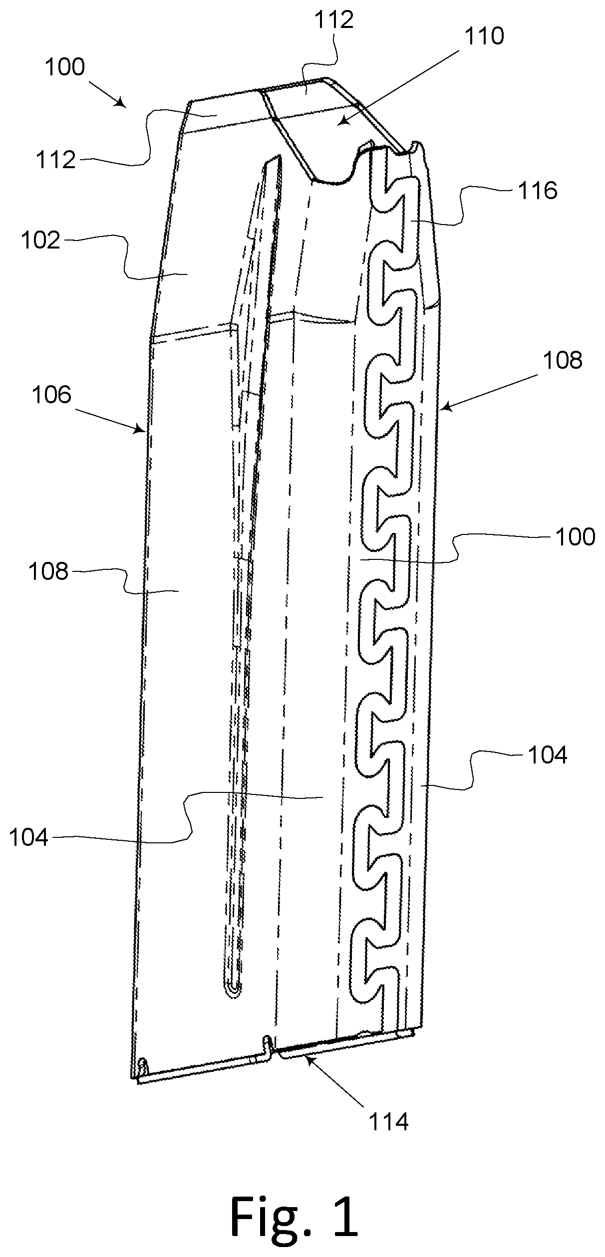 Patent US12455130 Figure 1 – Firearm magazine with molded seam
