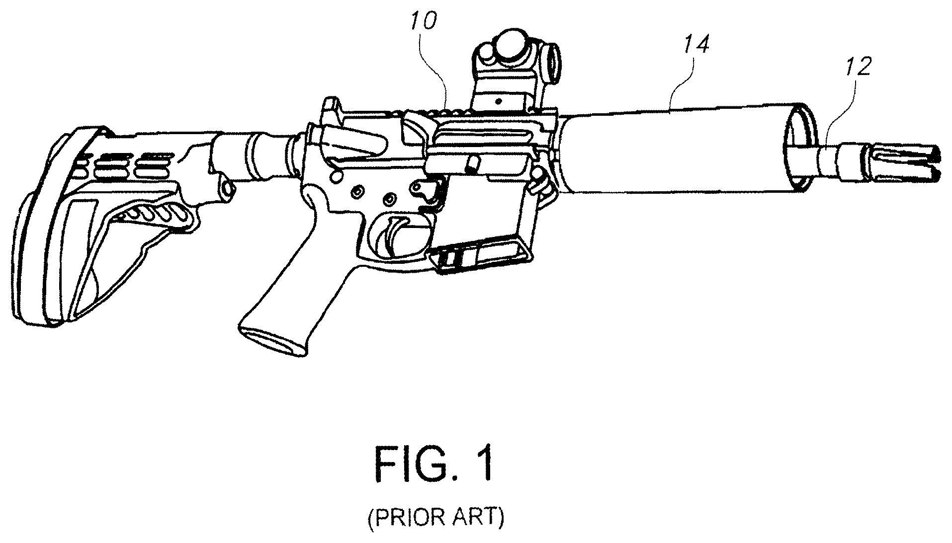 Patent US12455135 Figure 1 – Quick take-down firearm