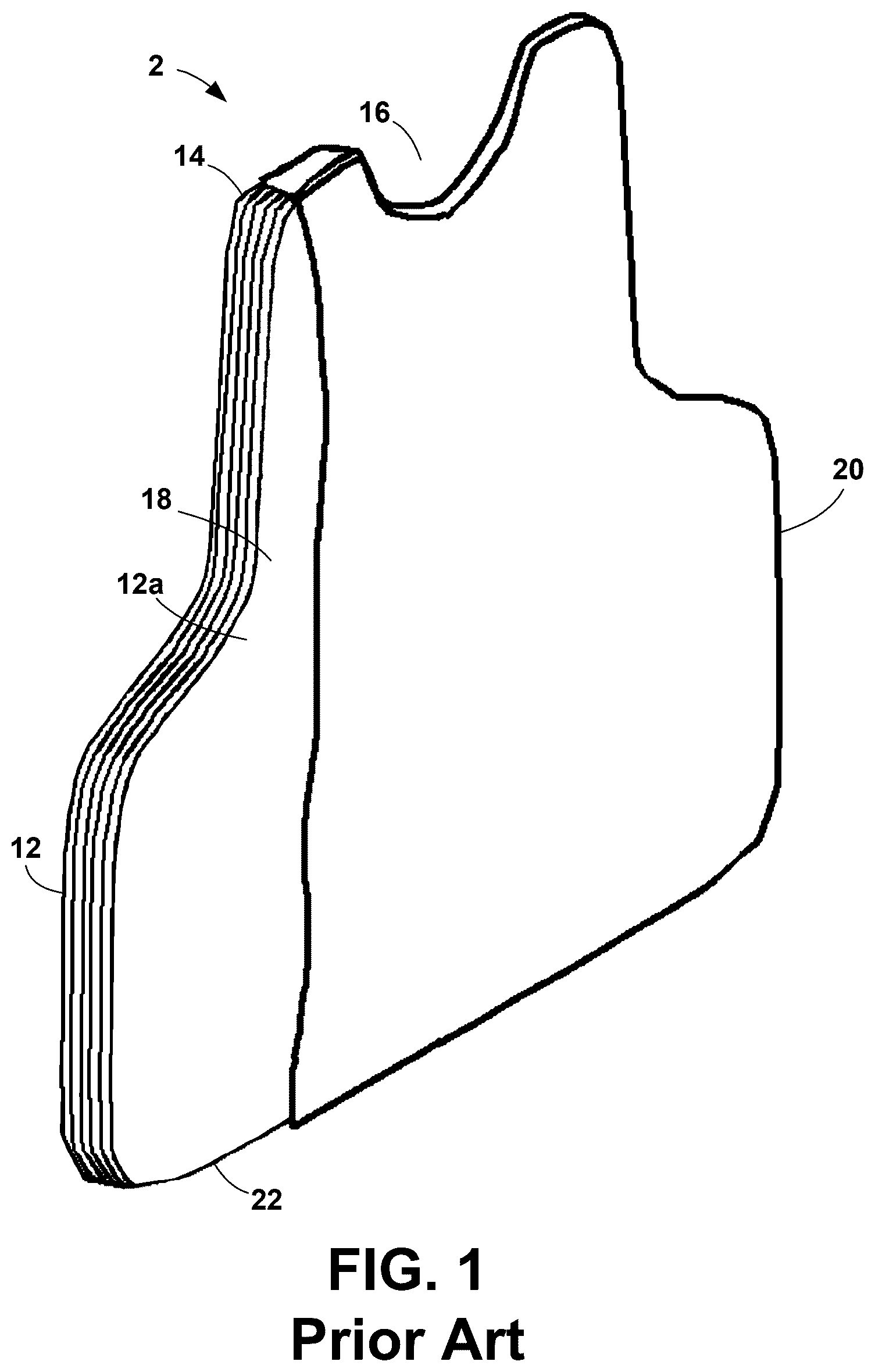 Patent US12455146 Figure 1 – Neck protecting soft body armor panel