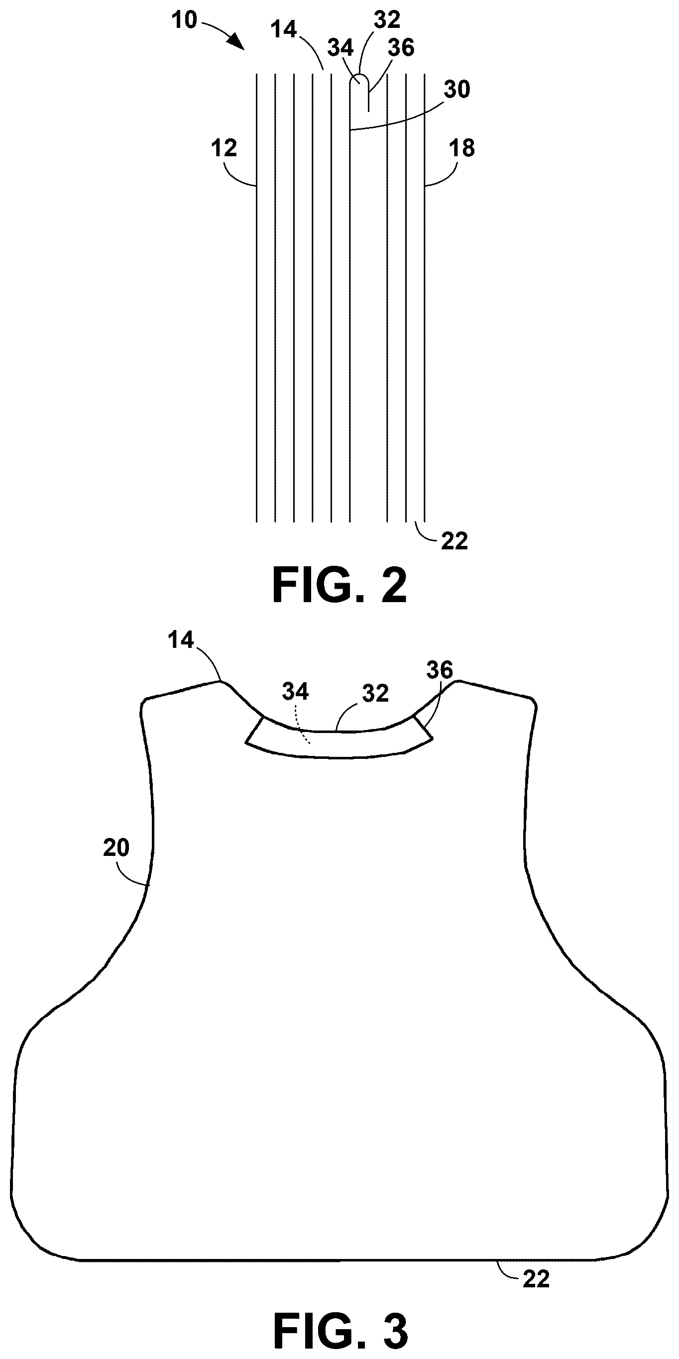 Patent US12455146 Figure 2 – Neck protecting soft body armor panel