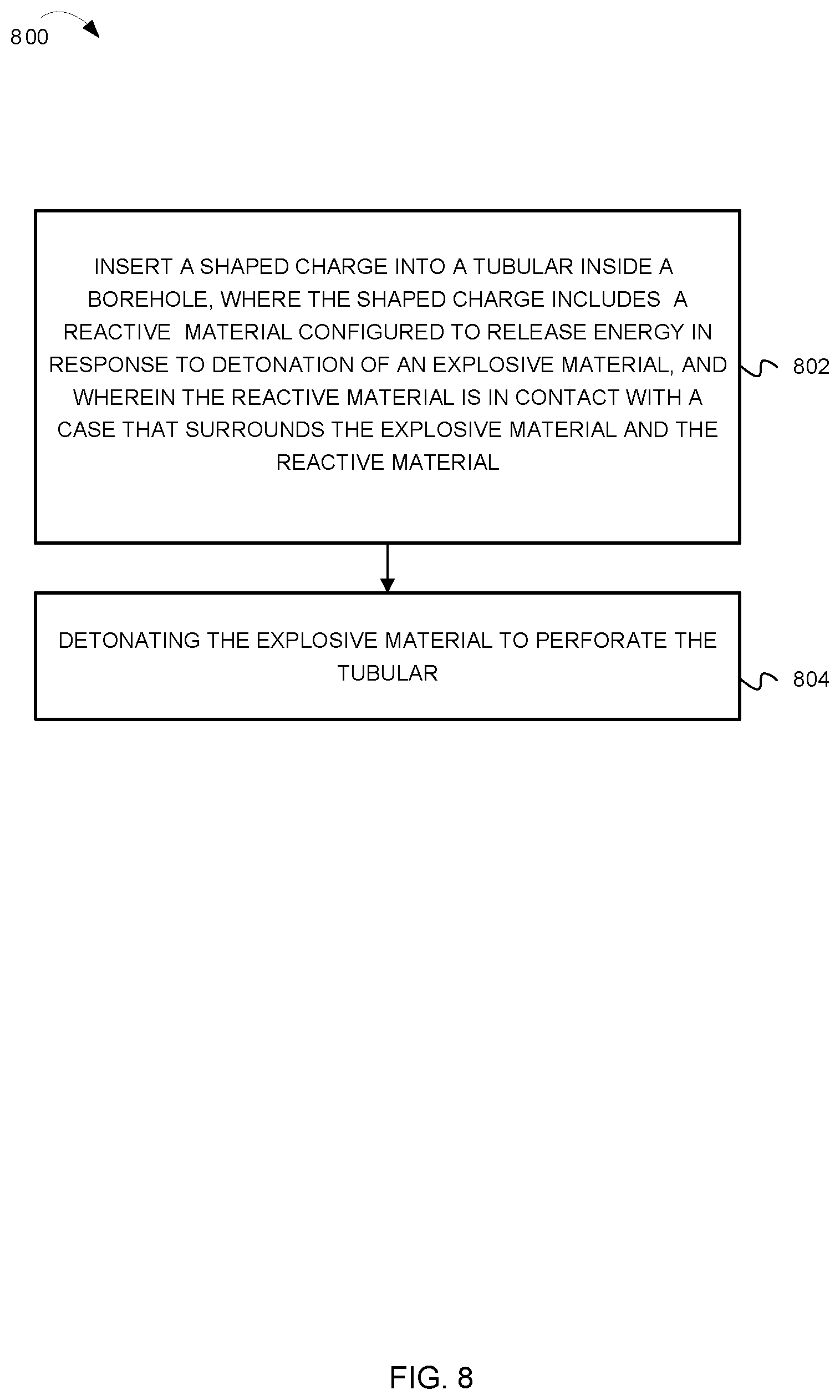 Patent US12455149 Figure 8 – Shaped charge with reactive material