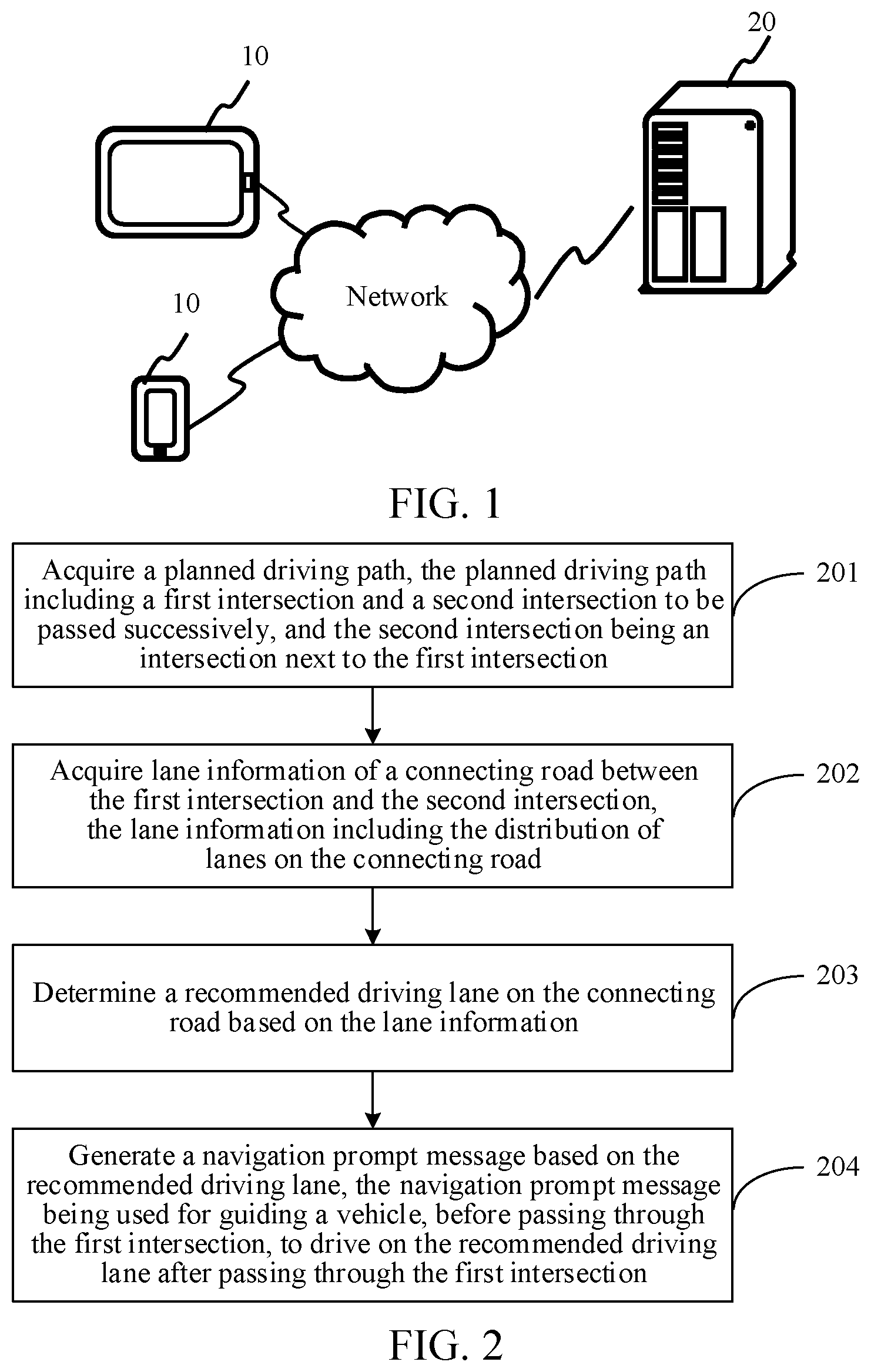 Patent US12455171 Figure 1 – Providing early lane navigation information for a road connecting successive intersections
