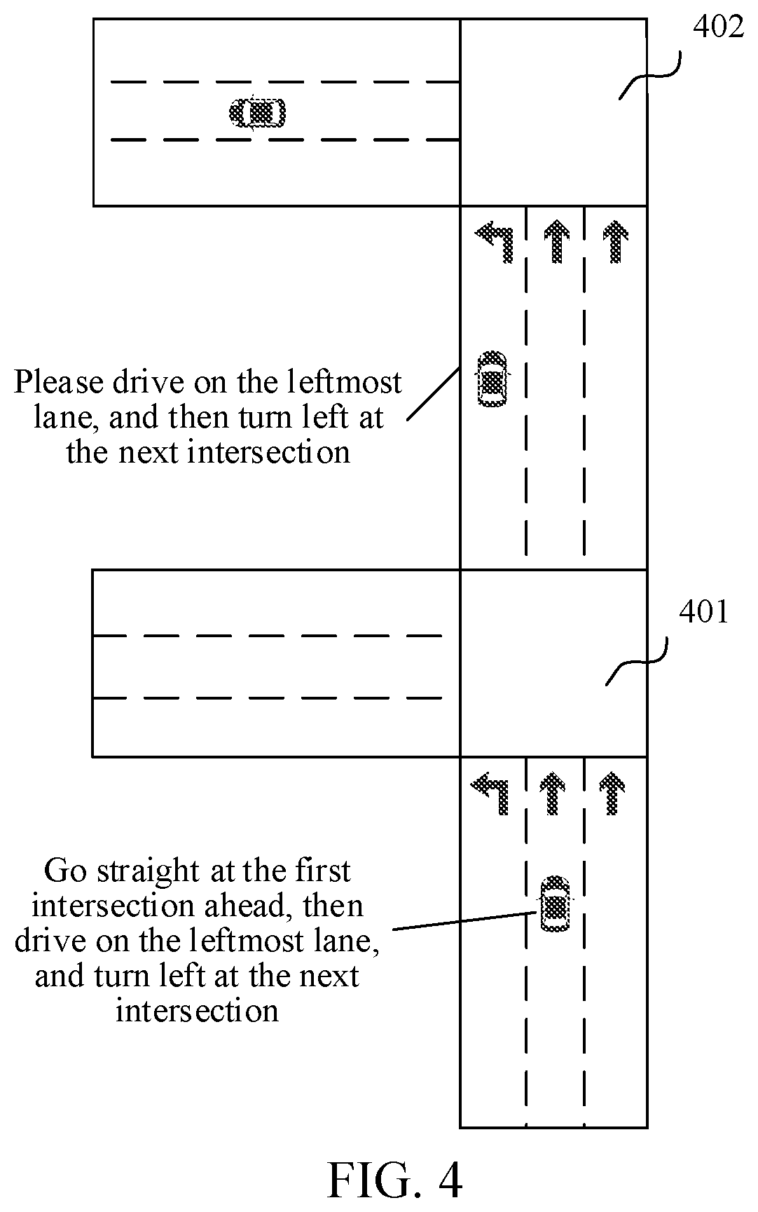 Patent US12455171 Figure 3 – Providing early lane navigation information for a road connecting successive intersections
