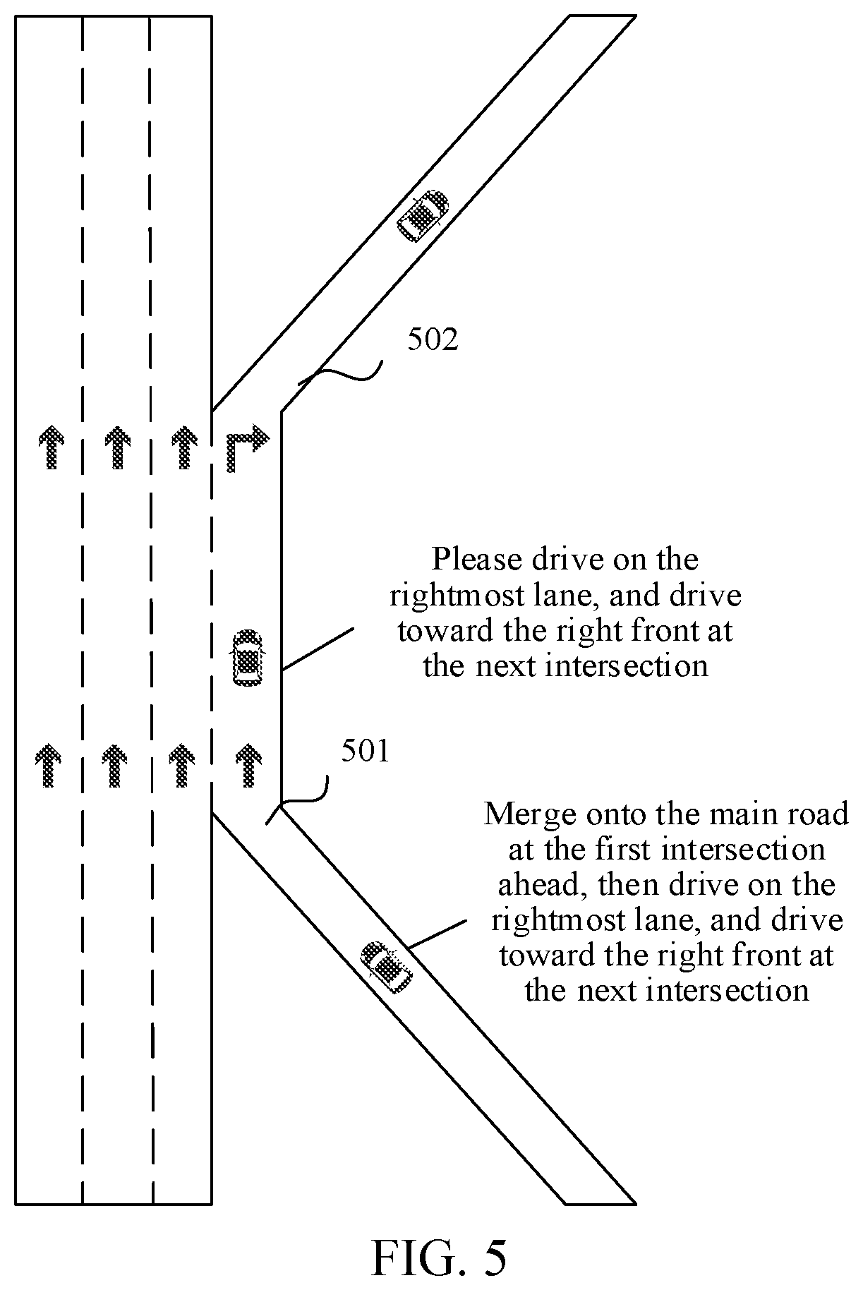 Patent US12455171 Figure 4 – Providing early lane navigation information for a road connecting successive intersections