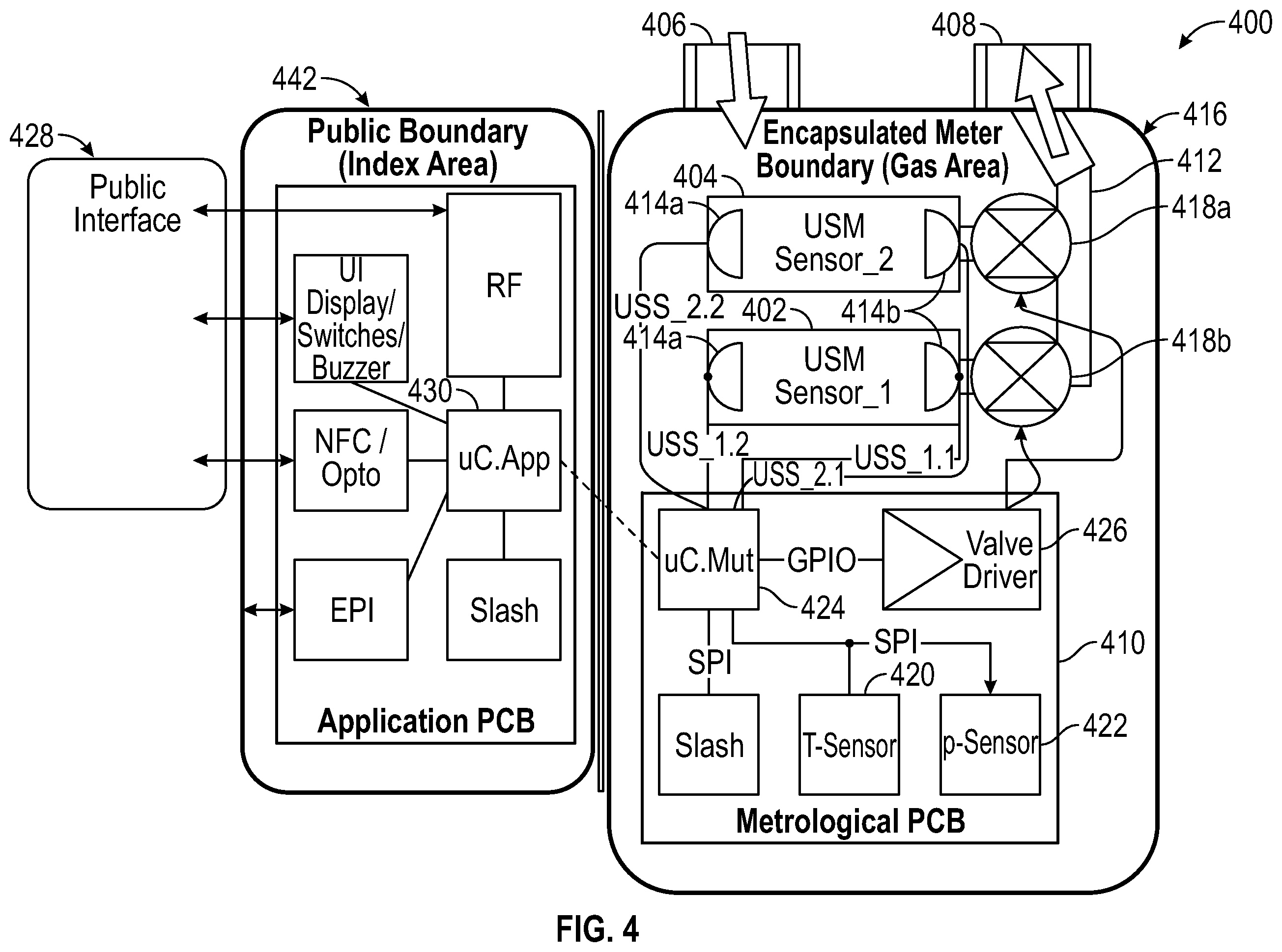 Patent US12455180 Figure 4 – System and method for switched measuring of flow tubes of a flow meter