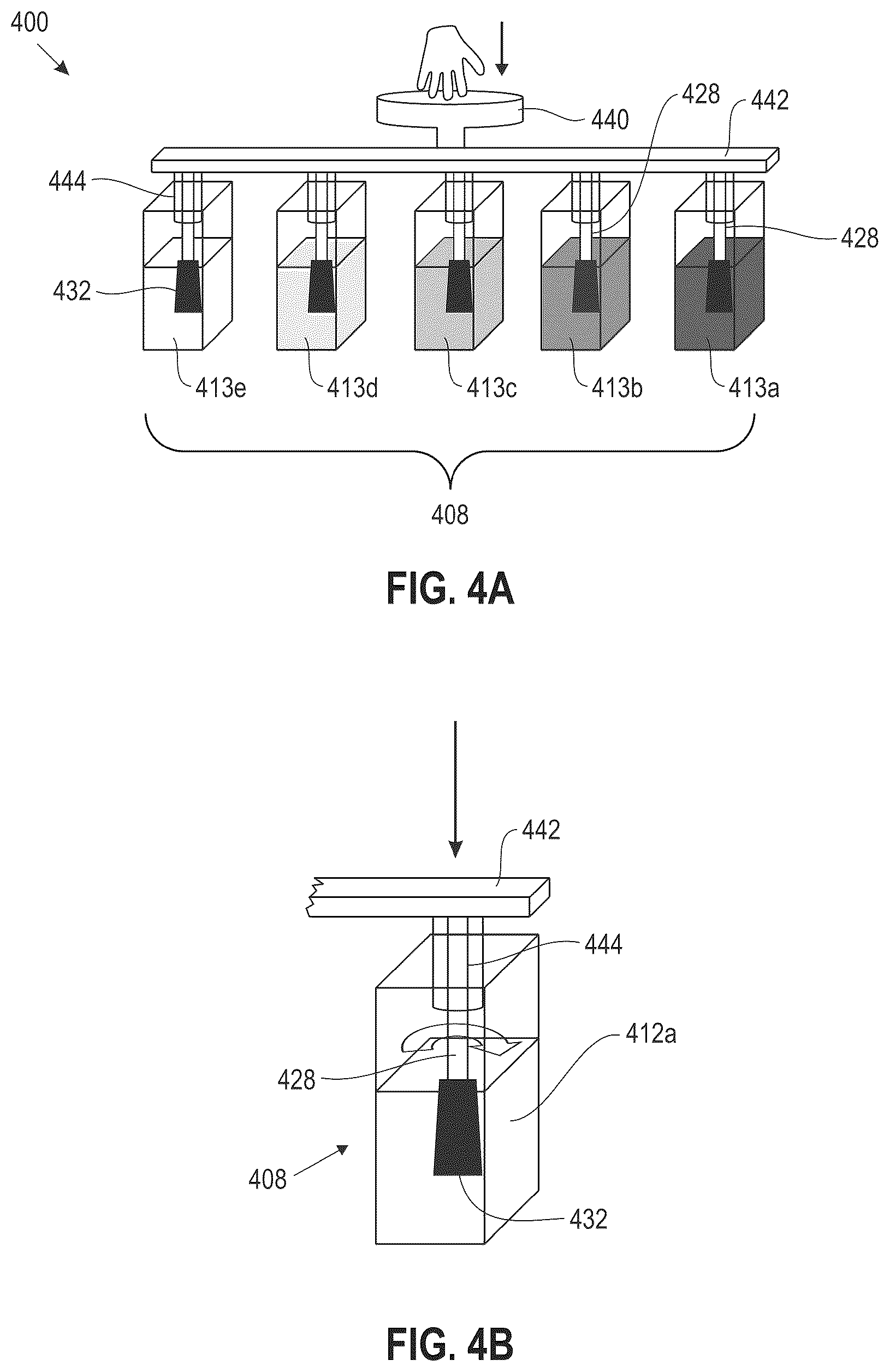 Patent US12455227 Figure 4 – Enclosed, multi-chamber metering and mixing system used for urinalysis