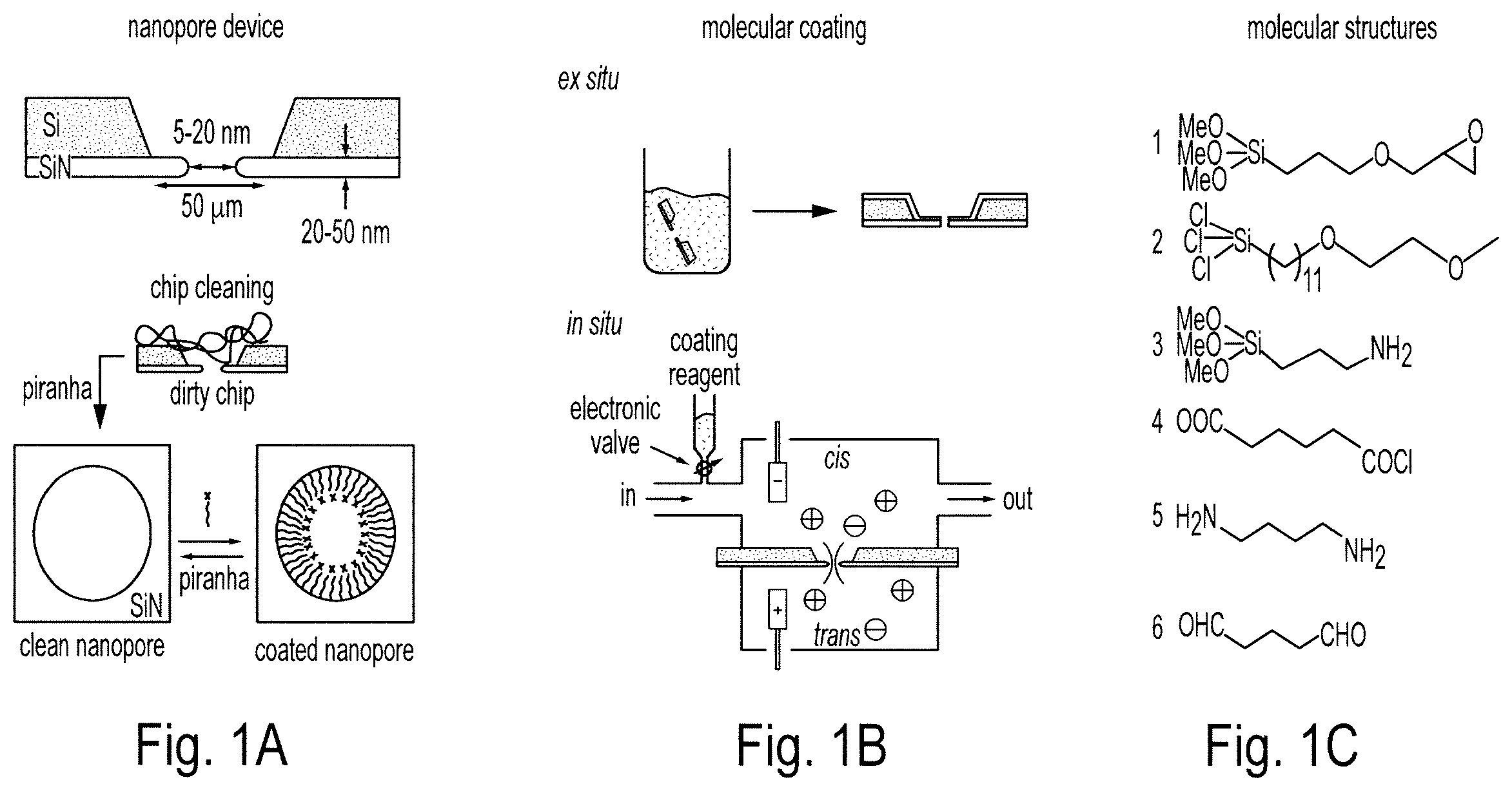 Patent US12455276 Figure 1 – Chemical functionalization of solid-state nanopores and nanopore arrays and applications thereof